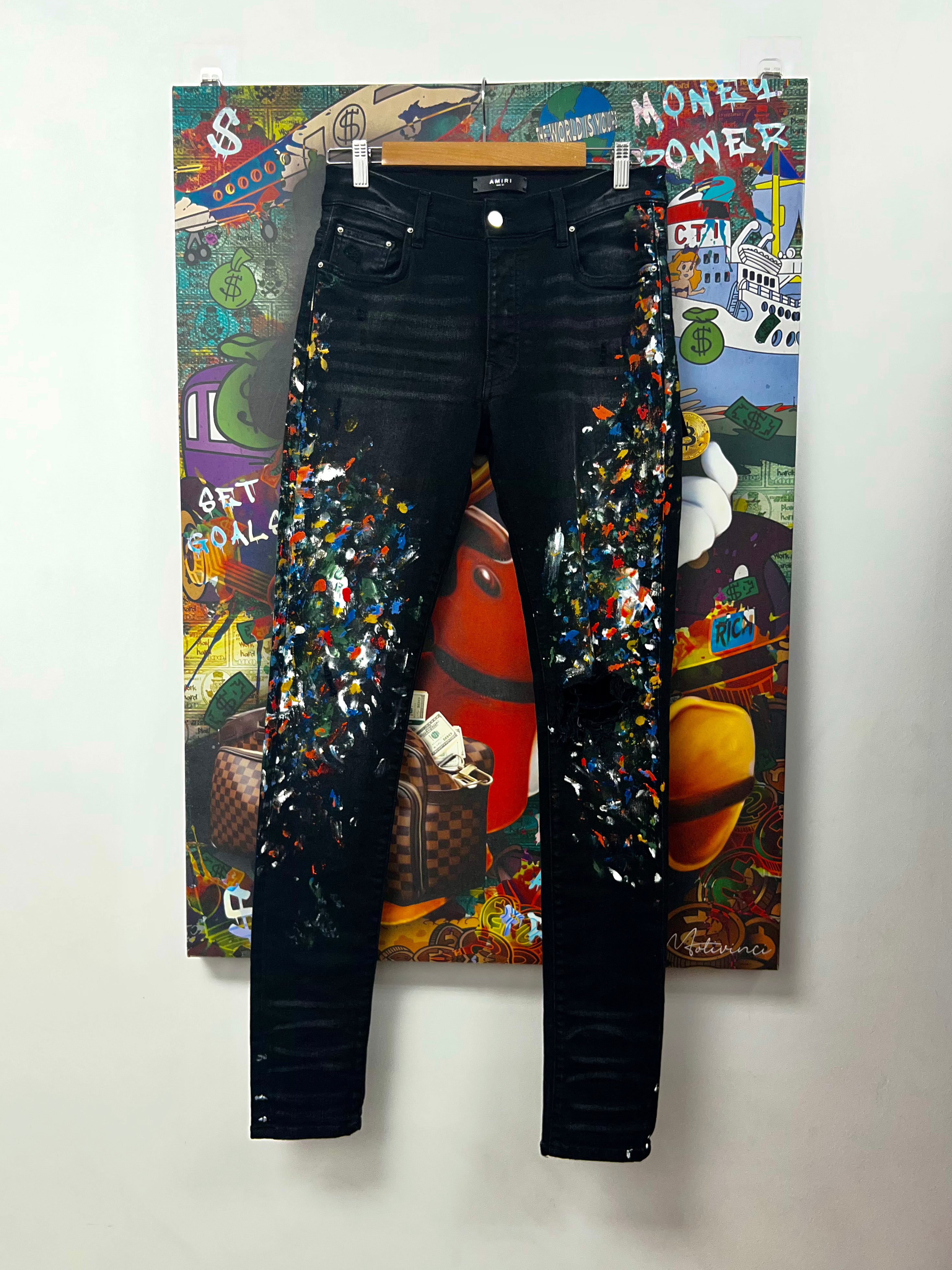 Amiri Black Multi Paint Splatter Jeans
