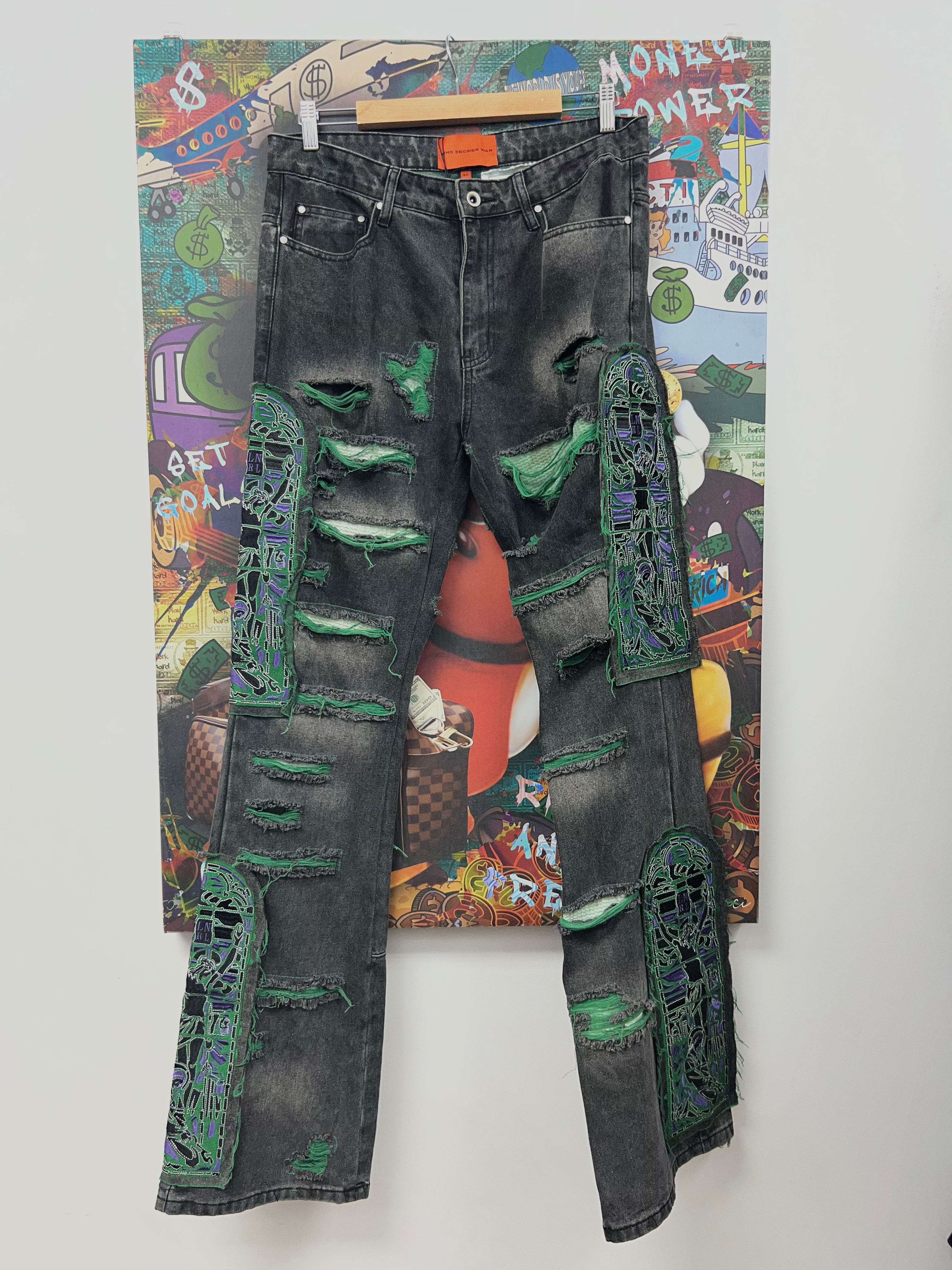 Who Decides War Black Wash Purple Green Jesus Jeans