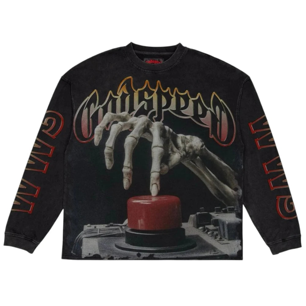 Godspeed 'Code Red' LS Black Wash Tee