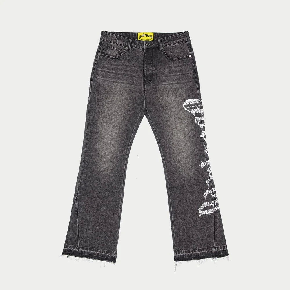 Godspeed 'OG Logo' Flared Grey Wash Jeans