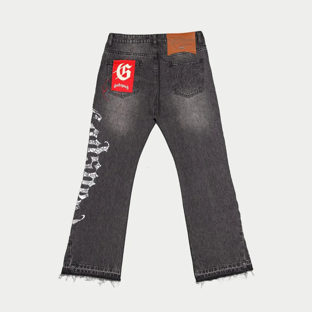 Godspeed 'OG Logo' Flared Grey Wash Jeans