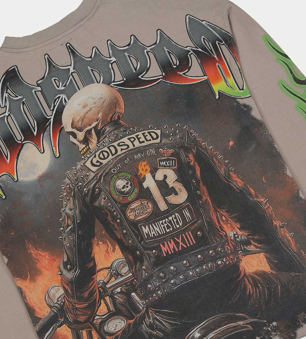 Godspeed 'Biker Nation' Stone Grey LS Tee