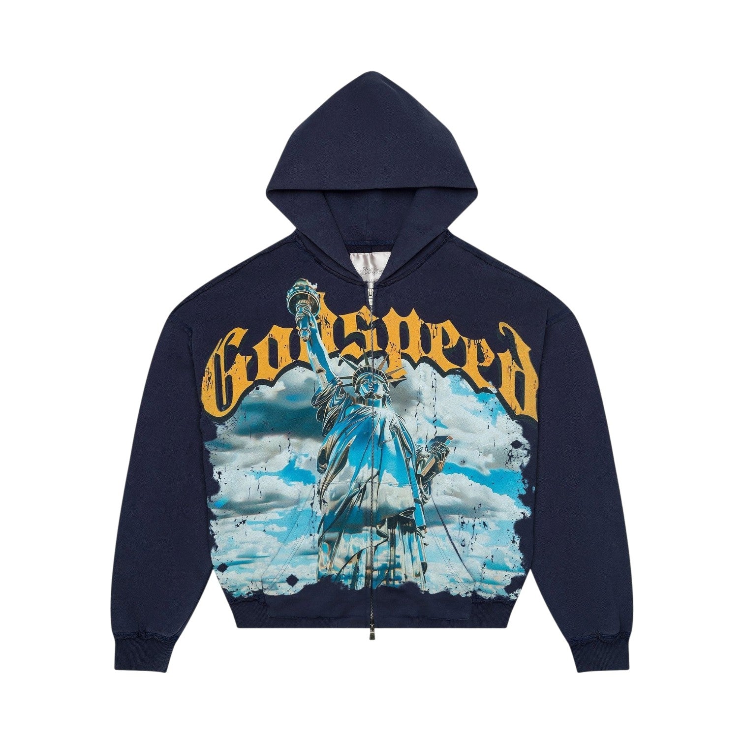 Godspeed 'Chrome Liberty' Navy Wash Zip Up Hoodie