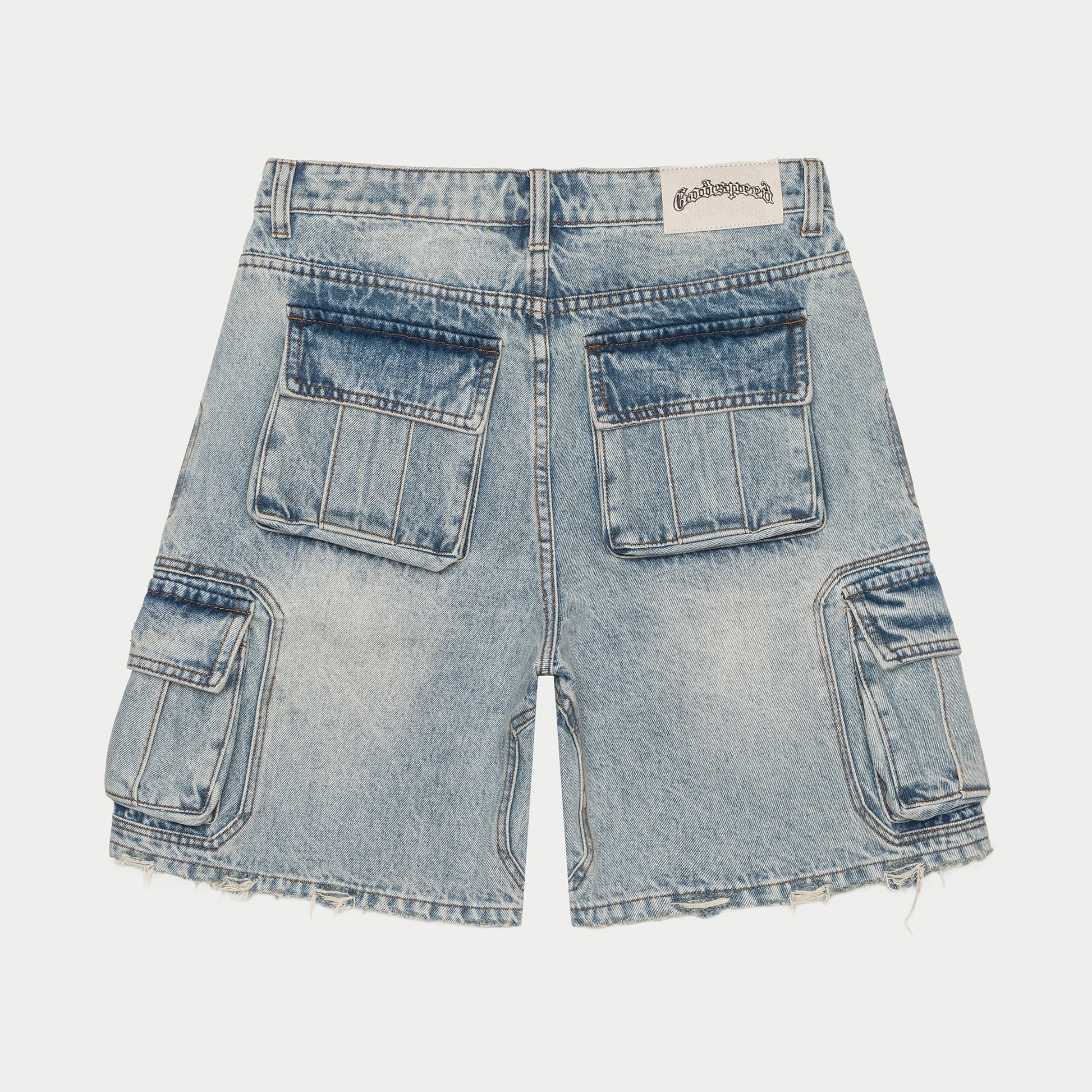 Godspeed 'Octagon' Blue Cargo Jean Shorts