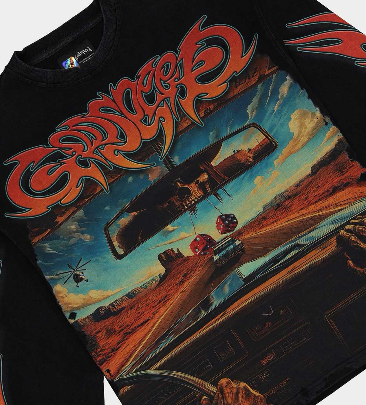 Godspeed 'On the Run' Black Wash LS Tee