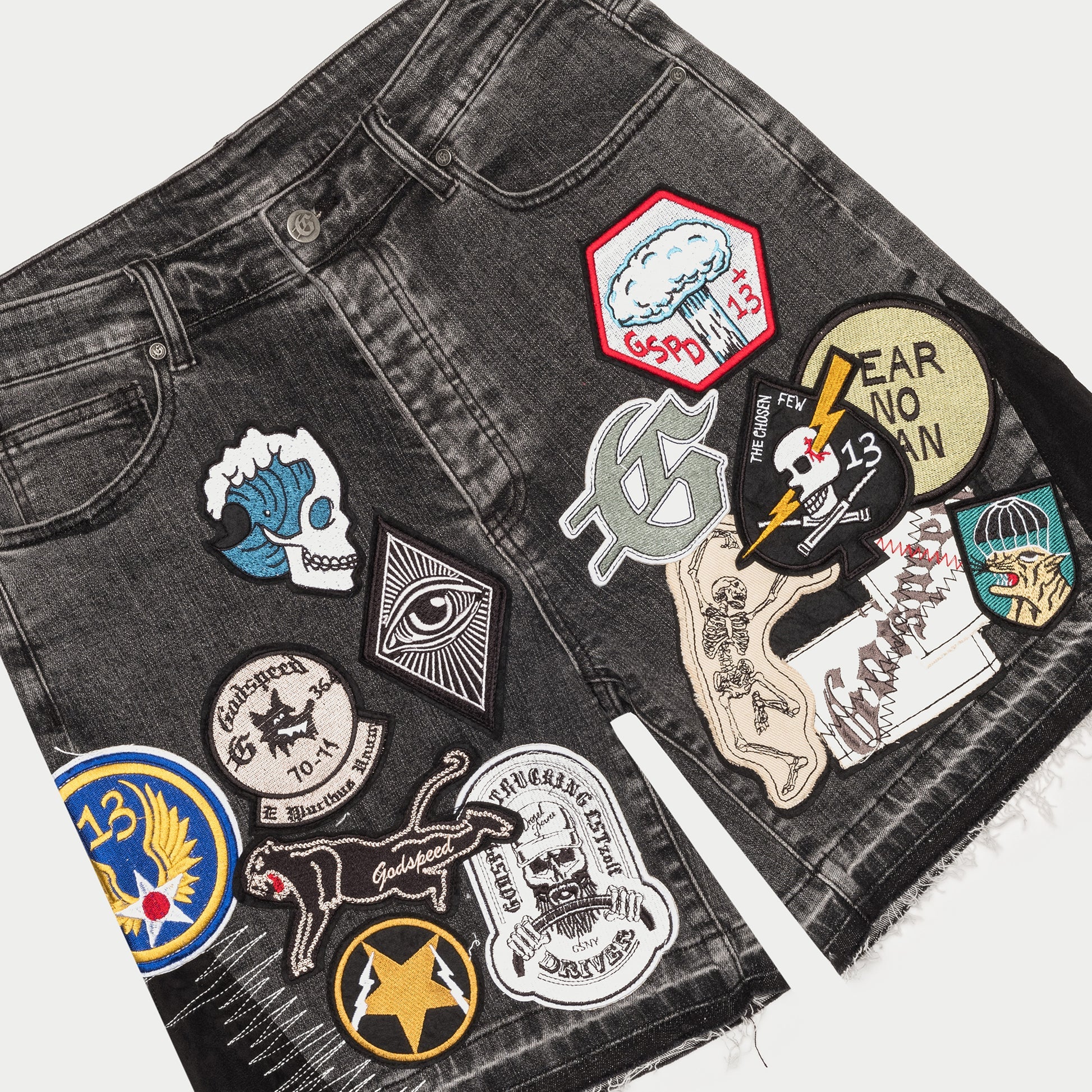 Godspeed 'Patchwork V2' Grey Jean Shorts