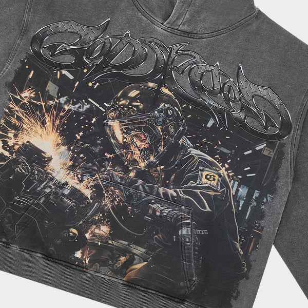 Godspeed 'Steel Sharpens Steel' Grey Wash Hoodie