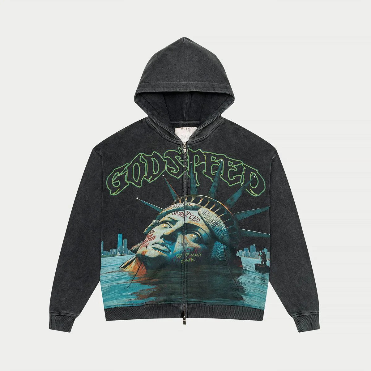 Godspeed "Sunken Liberty" Grey Wash Hoodie