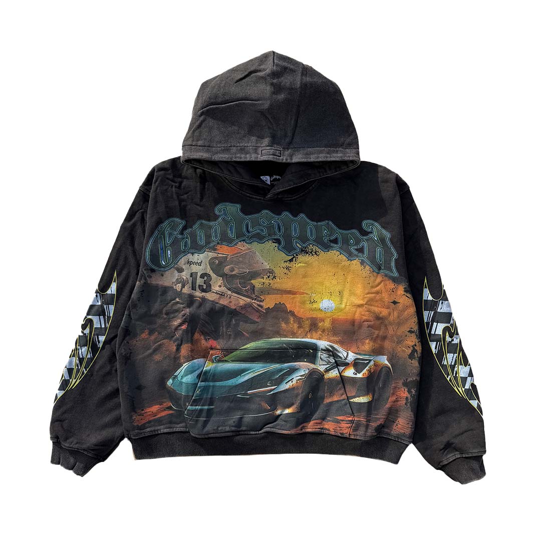 Godspeed 'Sunset Drift' Black Wash Hoodie