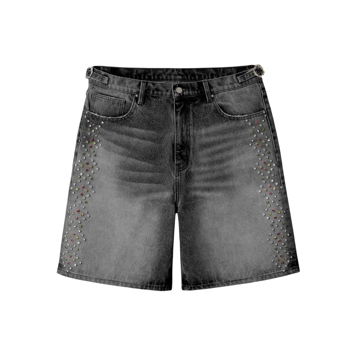 HMDD 'H-Star Crystal' Black Jean Shorts