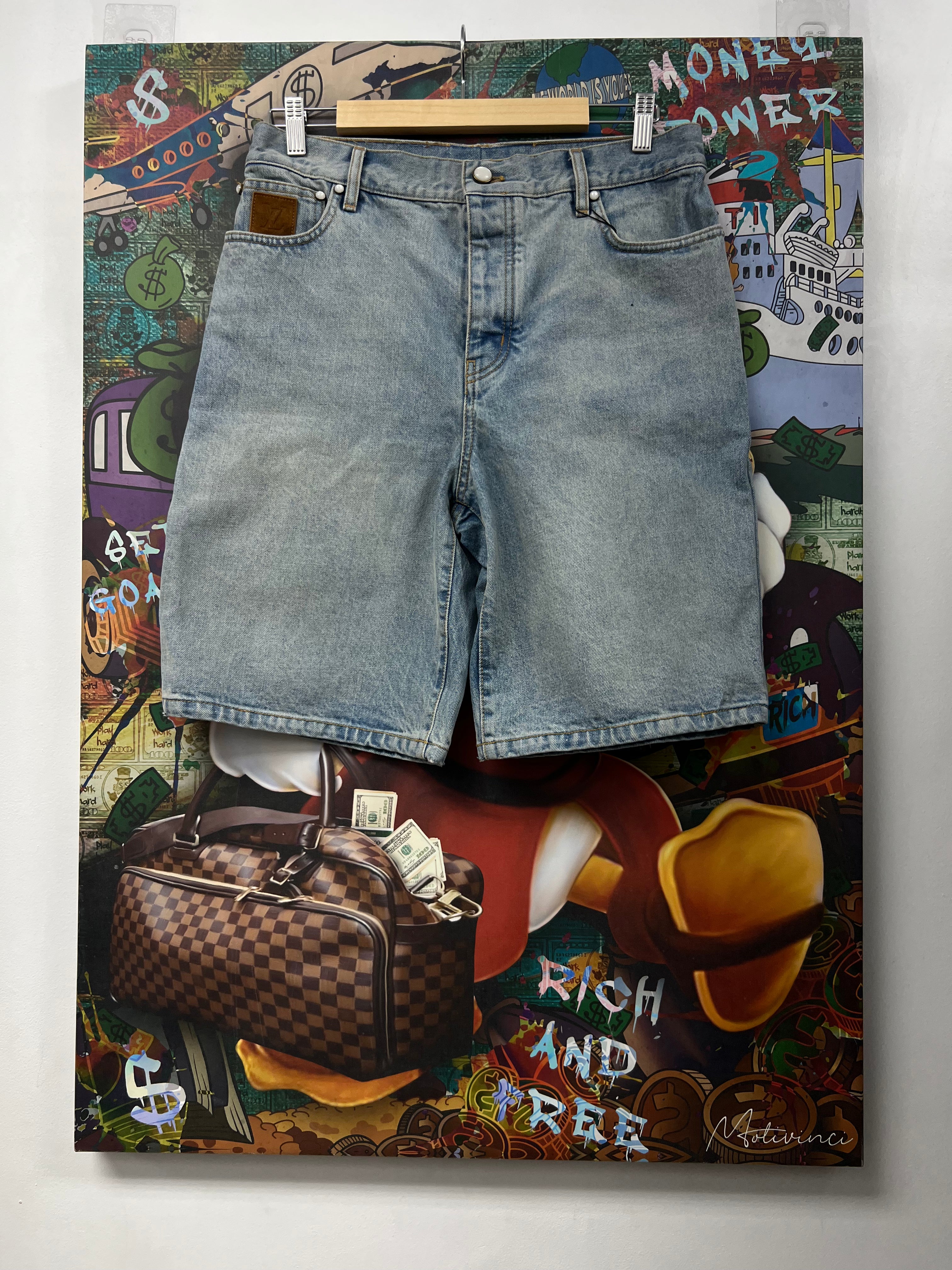 Louis Vuitton Light Wash Denim Outline Stitch Shorts