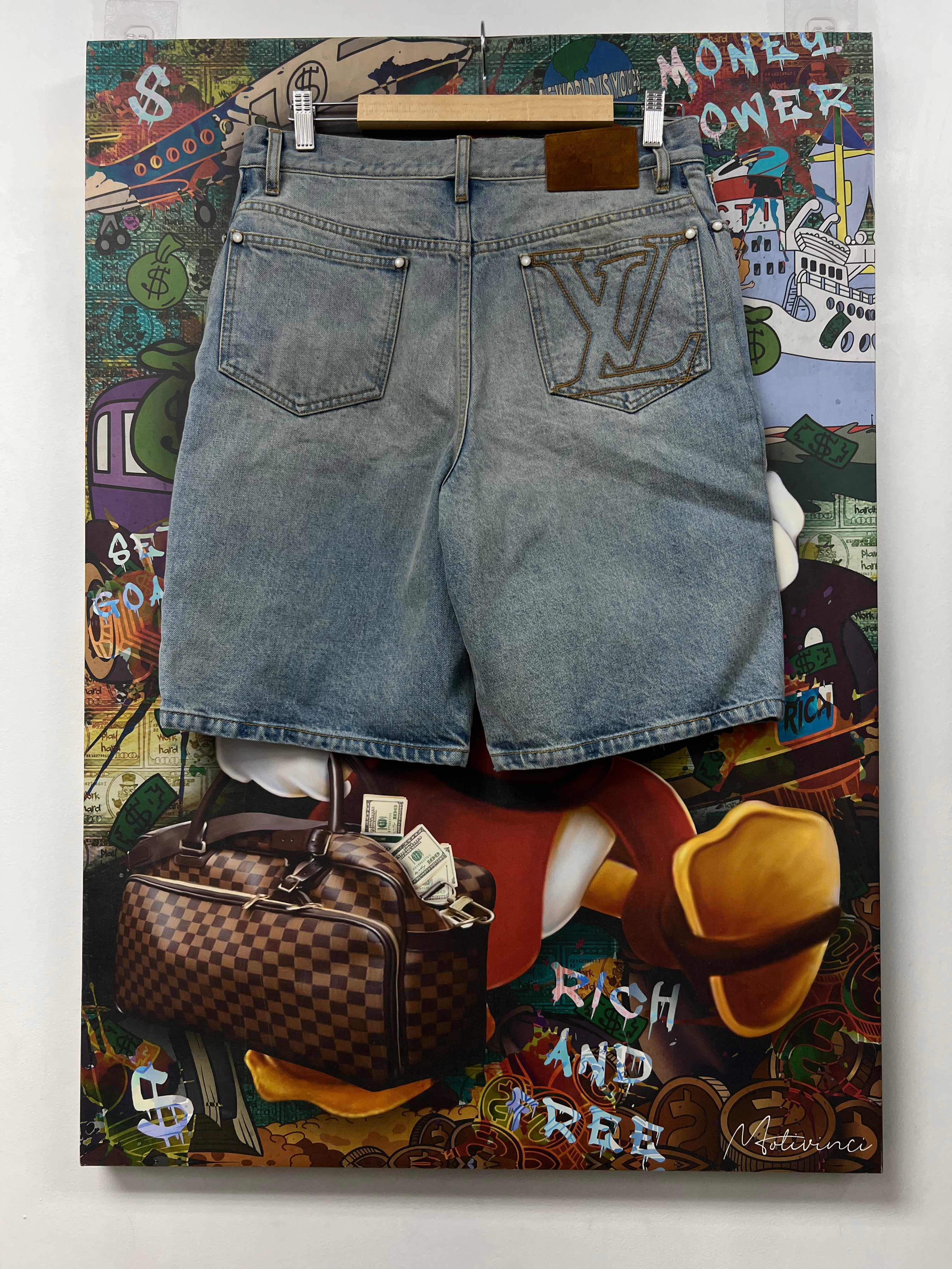 Louis Vuitton Light Wash Denim Outline Stitch Shorts