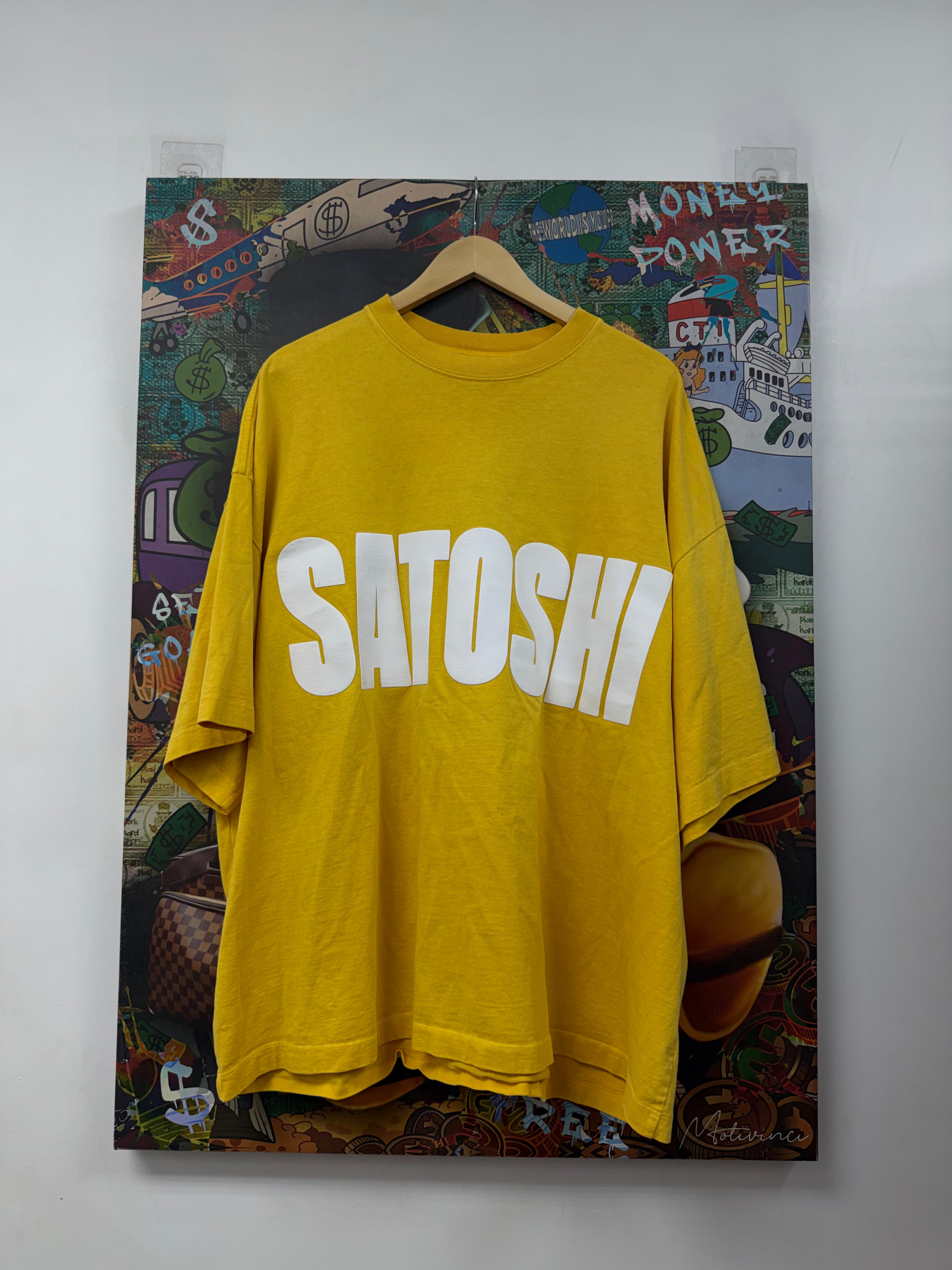 Satoshi Nakamoto Yellow White Impact Logo Tee
