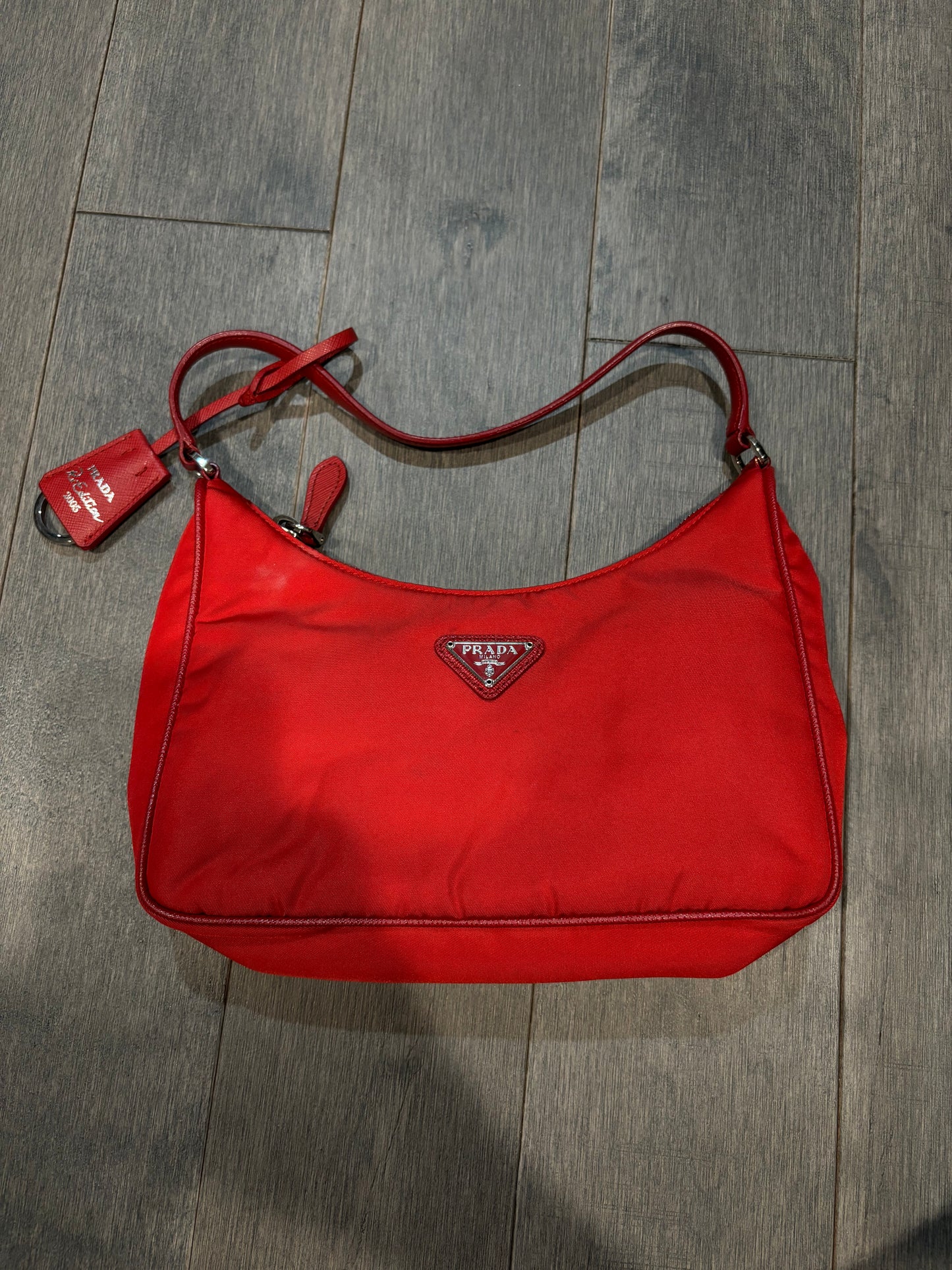 Prada Nylon Side Bag Red