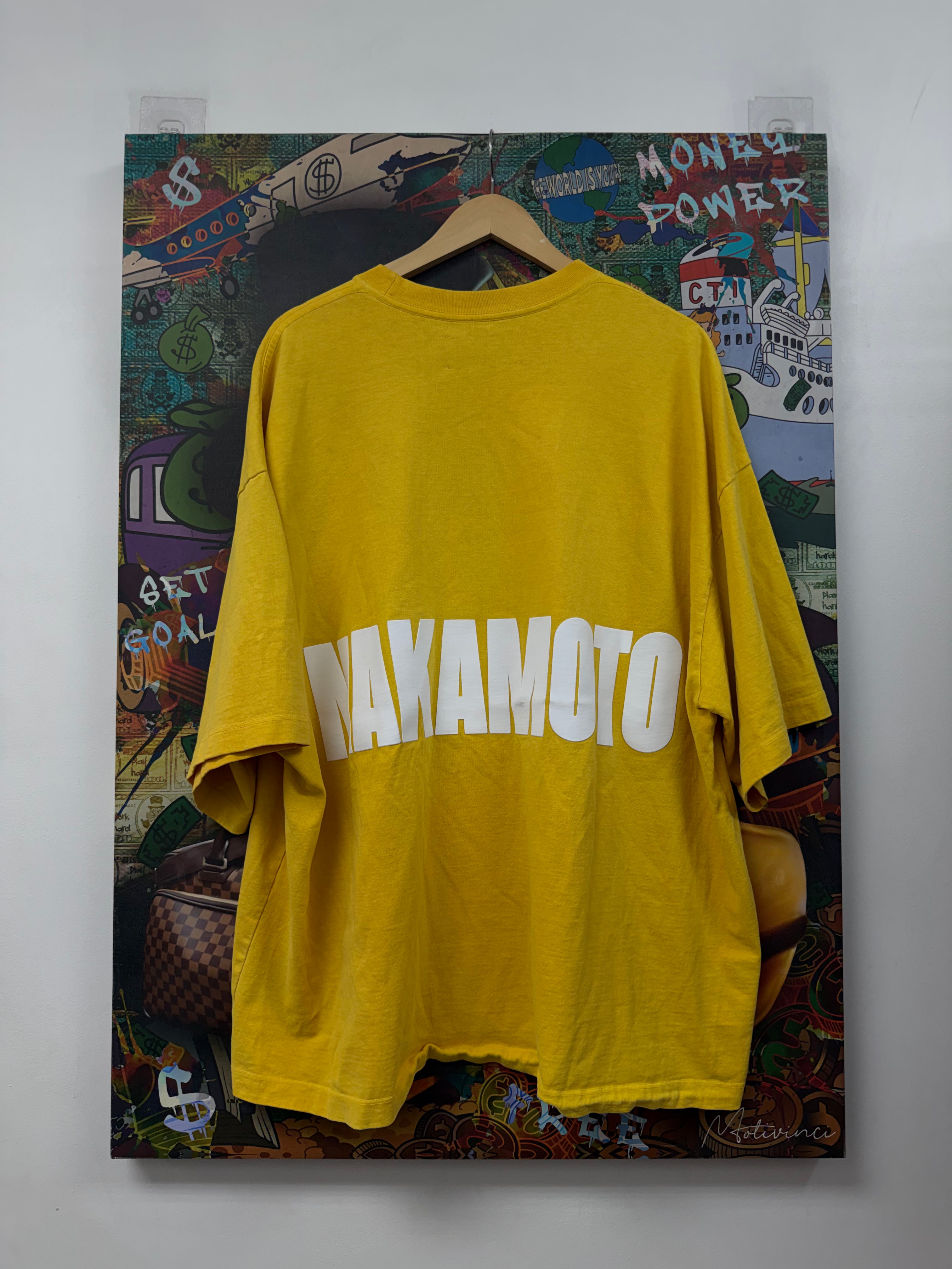 Satoshi Nakamoto Yellow White Impact Logo Tee