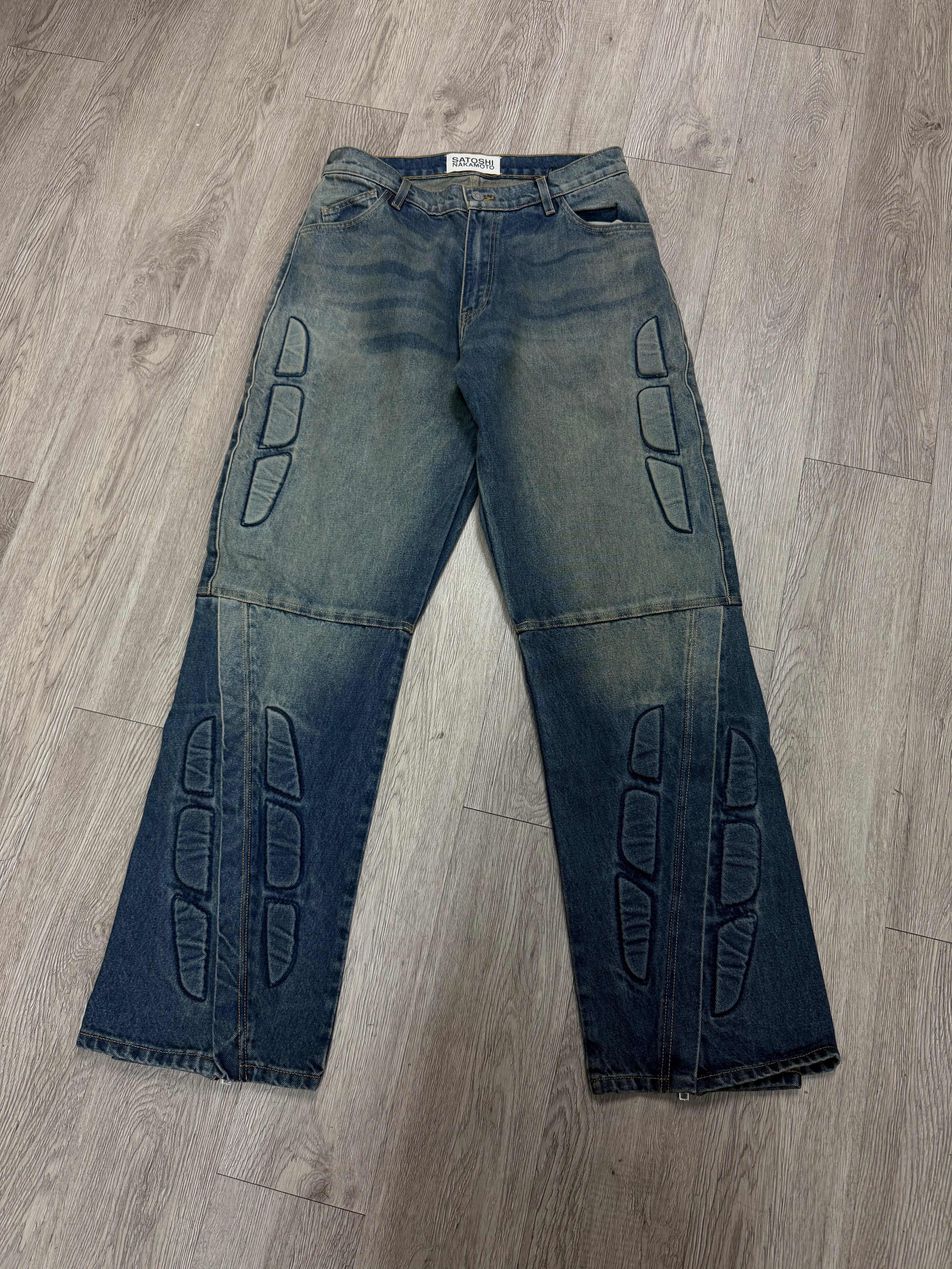 Satoshi Nakamoto Light Wash Armour Padded Jeans