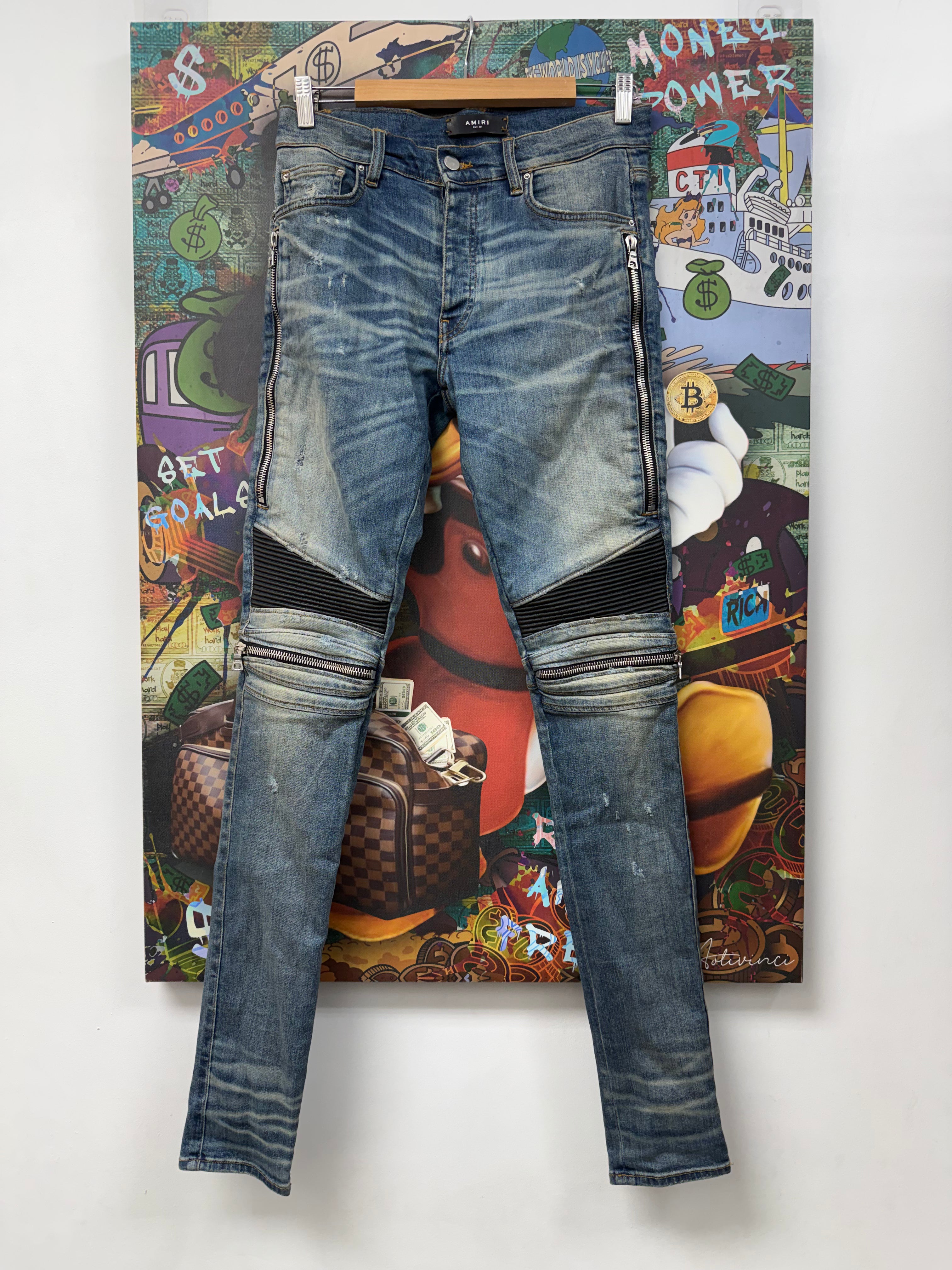 Amiri MX2 Dark Indigo Black Patch (Altered Fits 29) Jeans