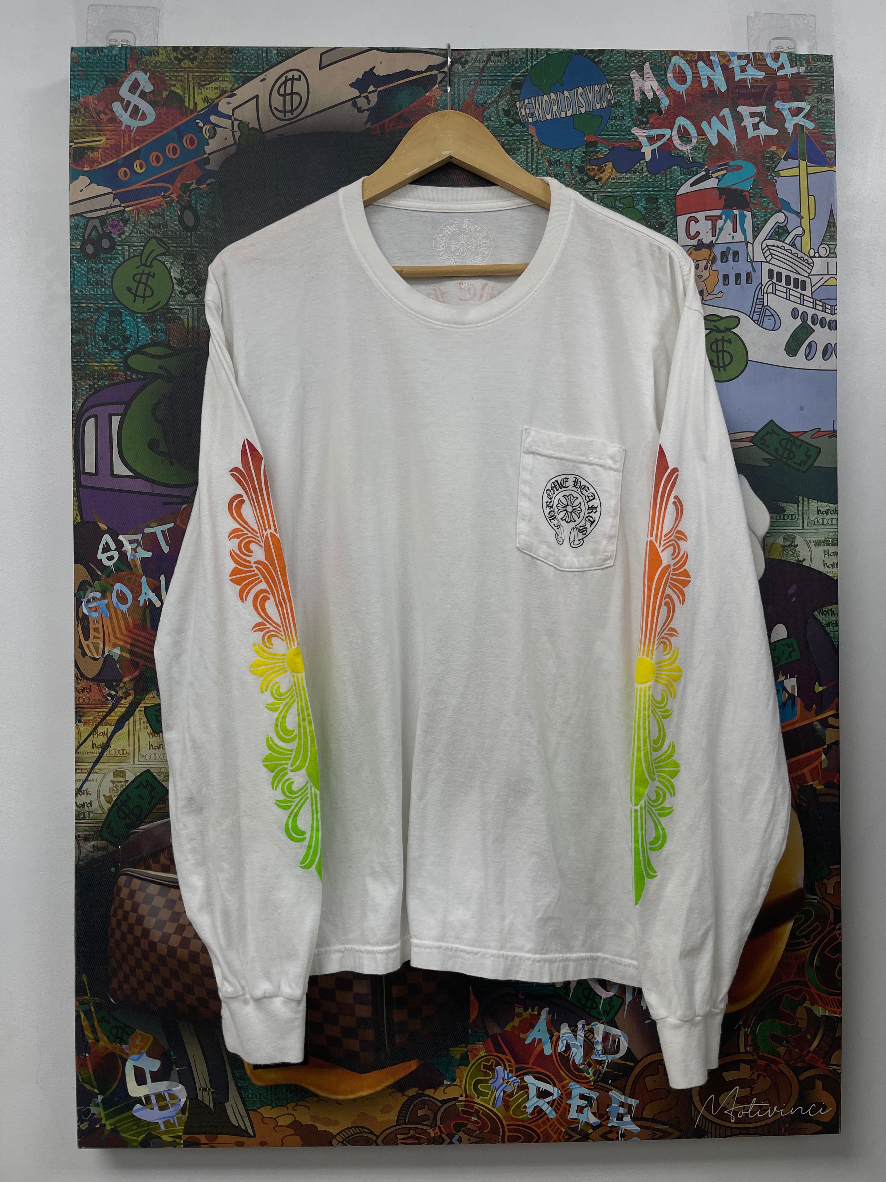 Chrome Hearts White Gradient Floral Long Sleeve