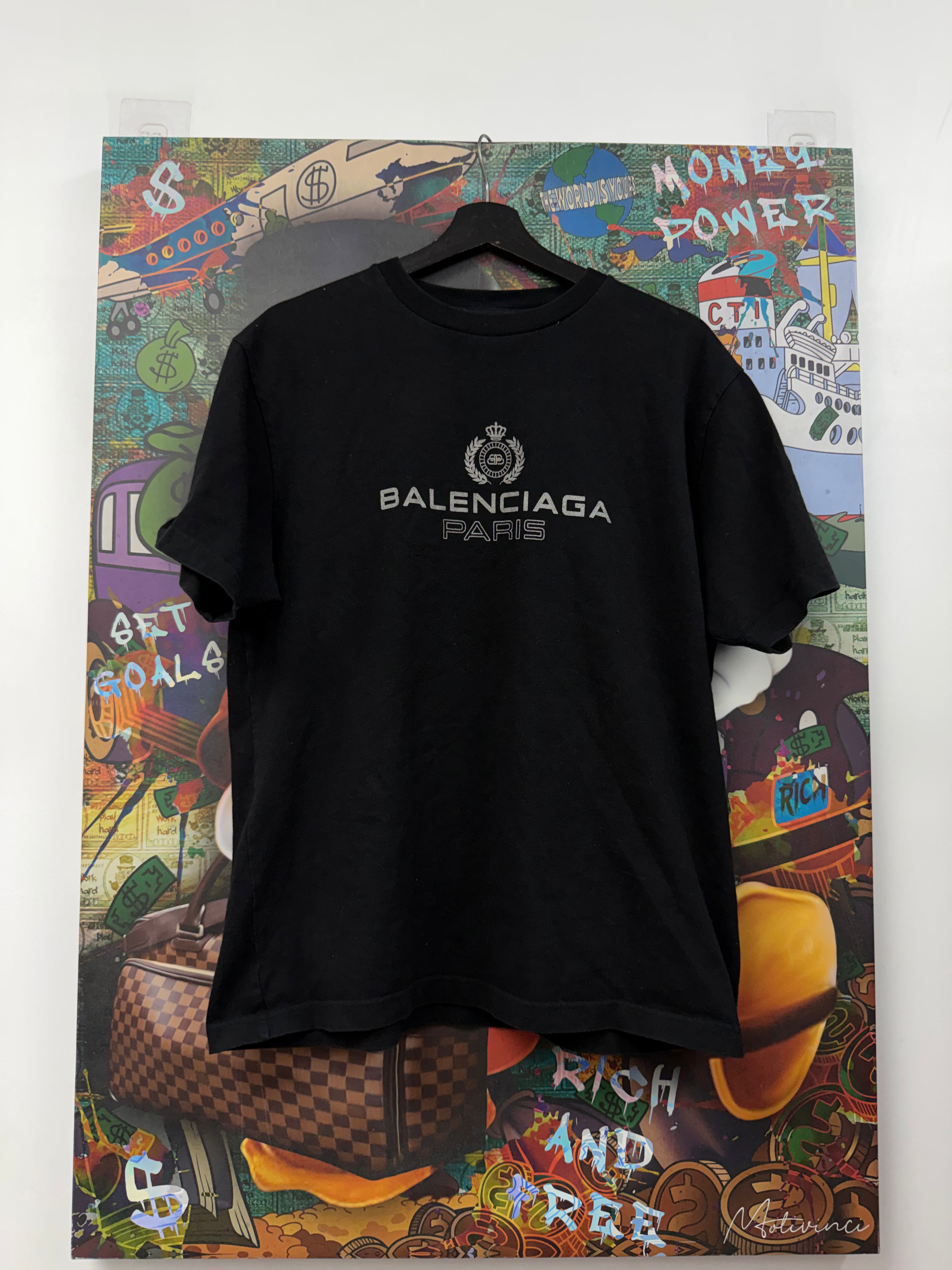 Balenciaga Black Paris Crest Tee