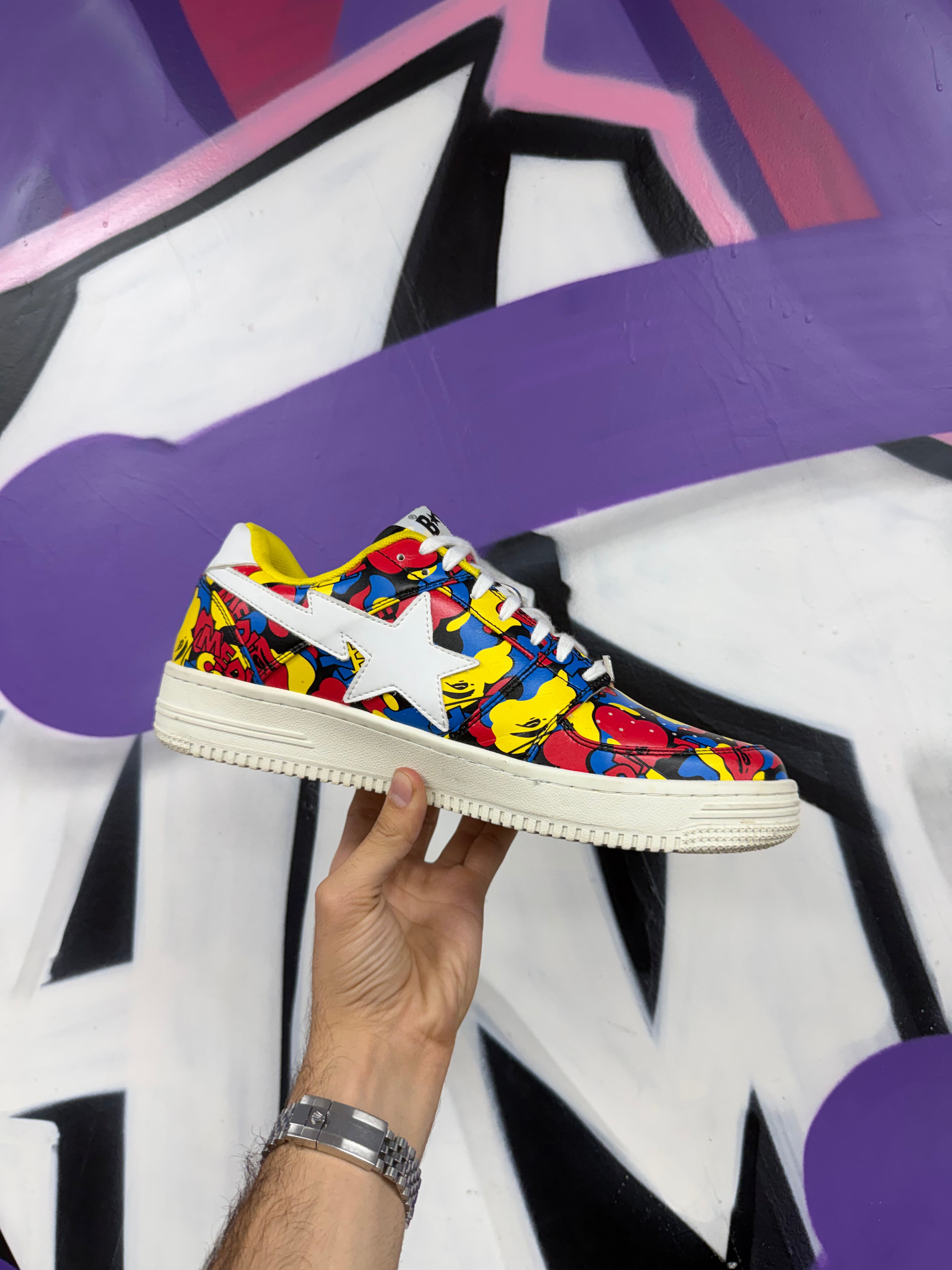 BAPE Medcom Red Yellow Blue Bapesta Sneakers