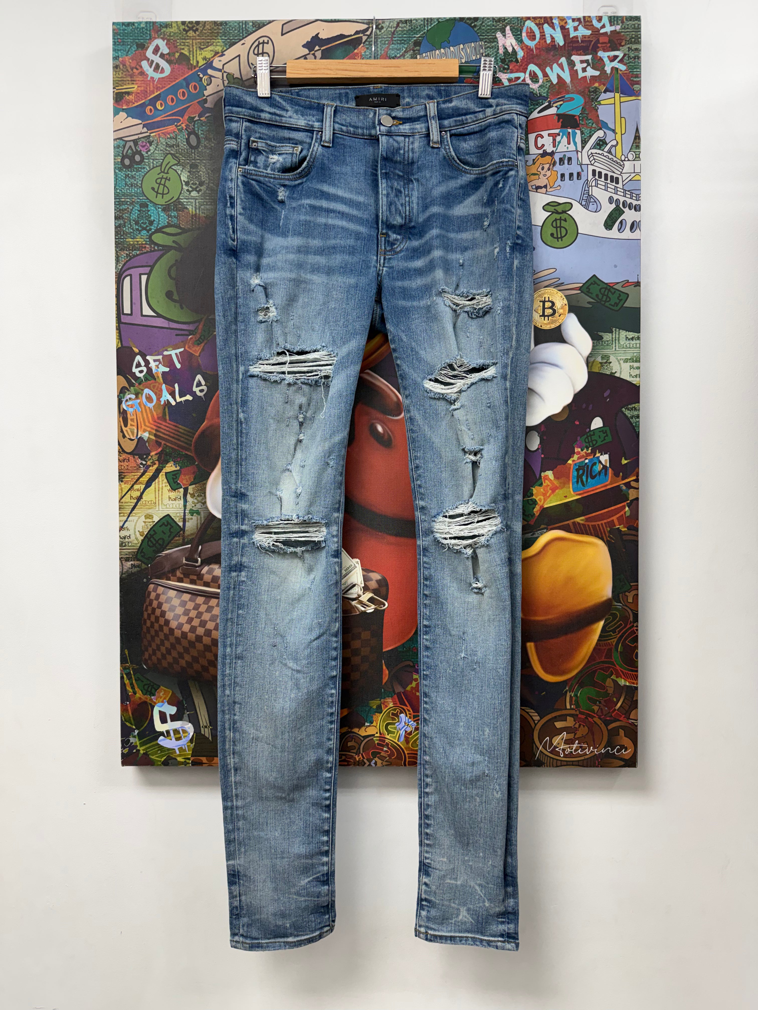Amiri Light Wash Plain Thrasher Jeans