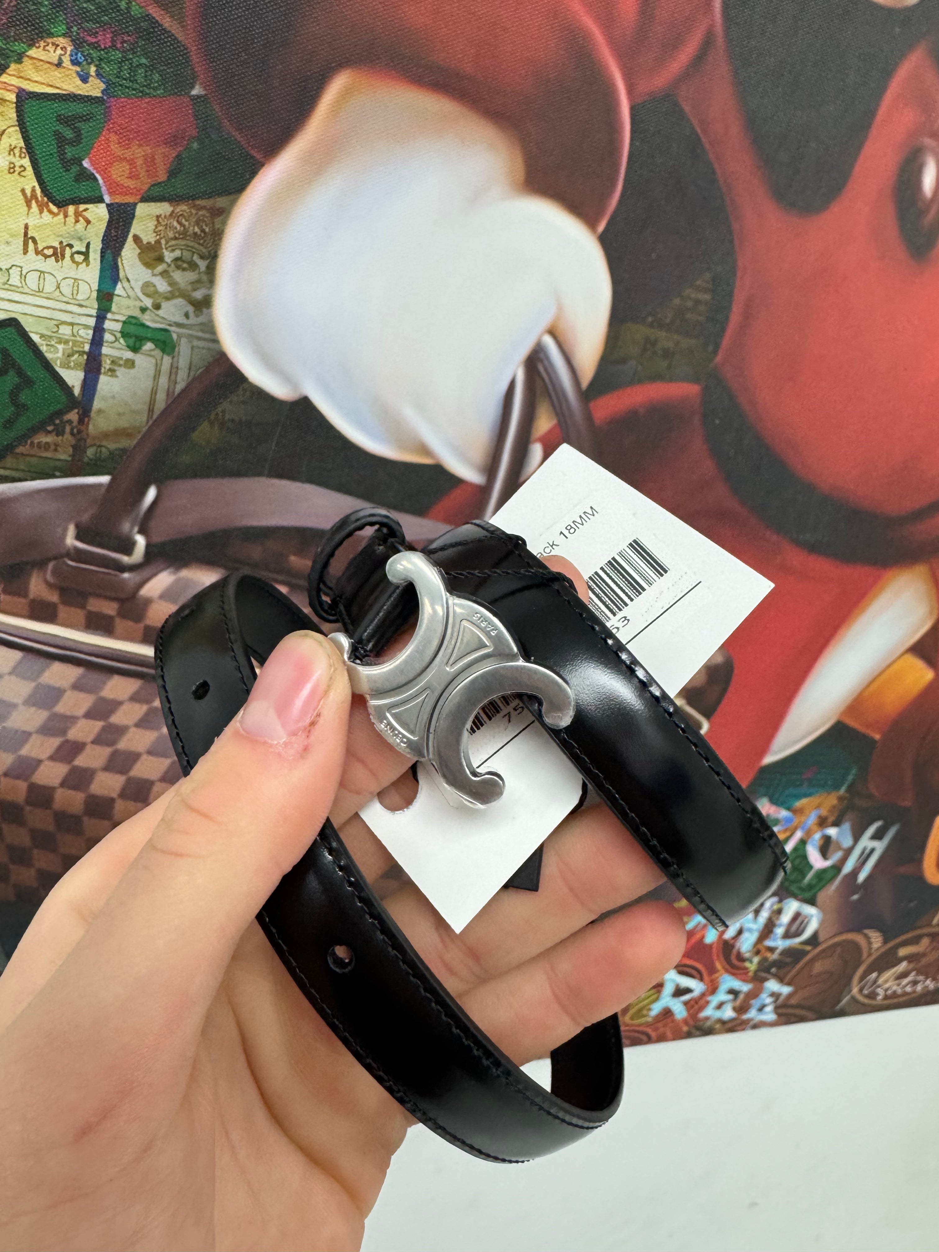 Celine CC Logo Belt Black New 18MM With Box