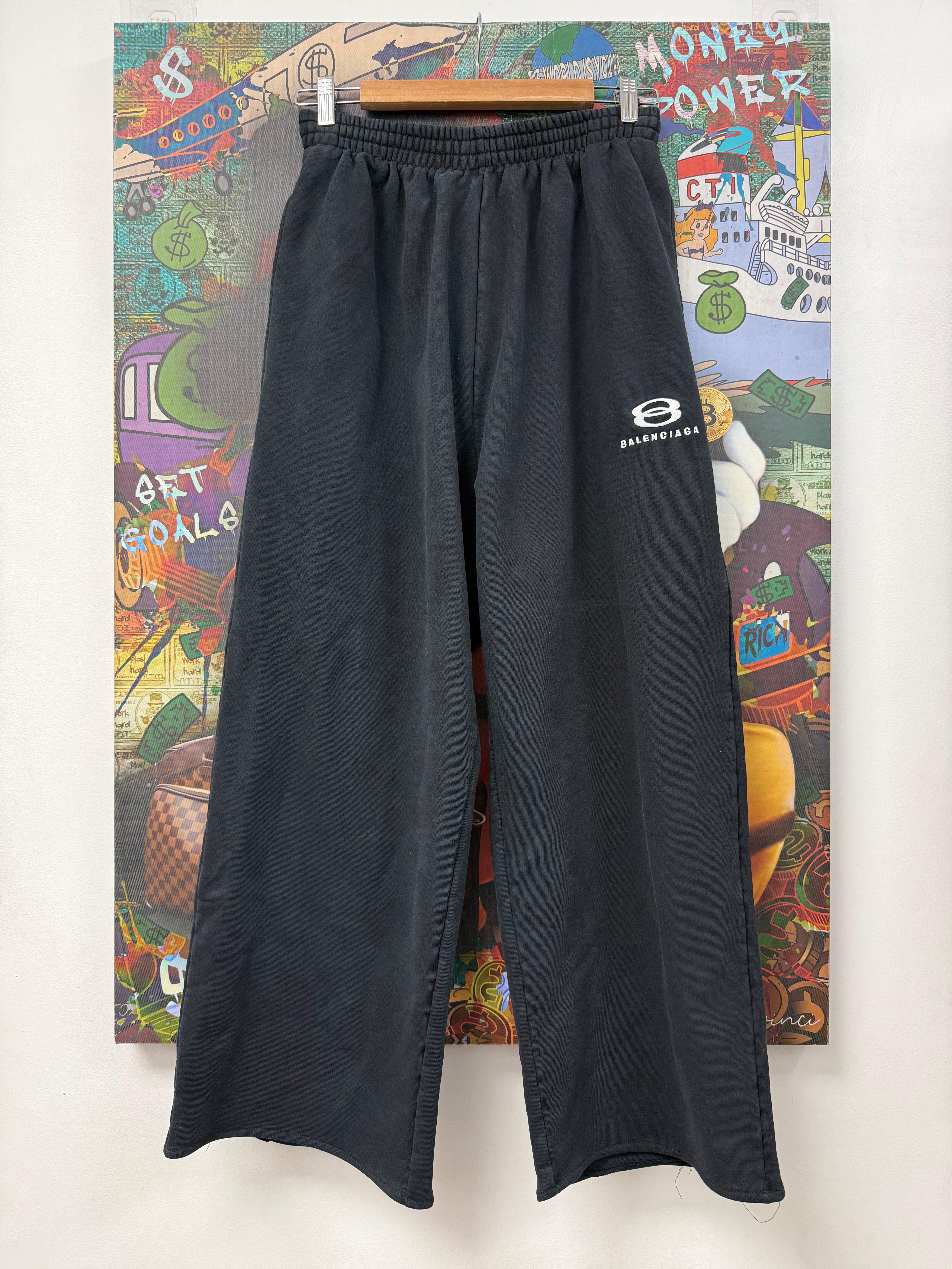 Balenciaga Infinity Black Distressed Straight Leg Sweats