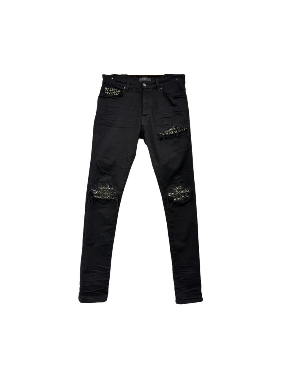 Amiri "MX1" Leopard Patch Black Jeans