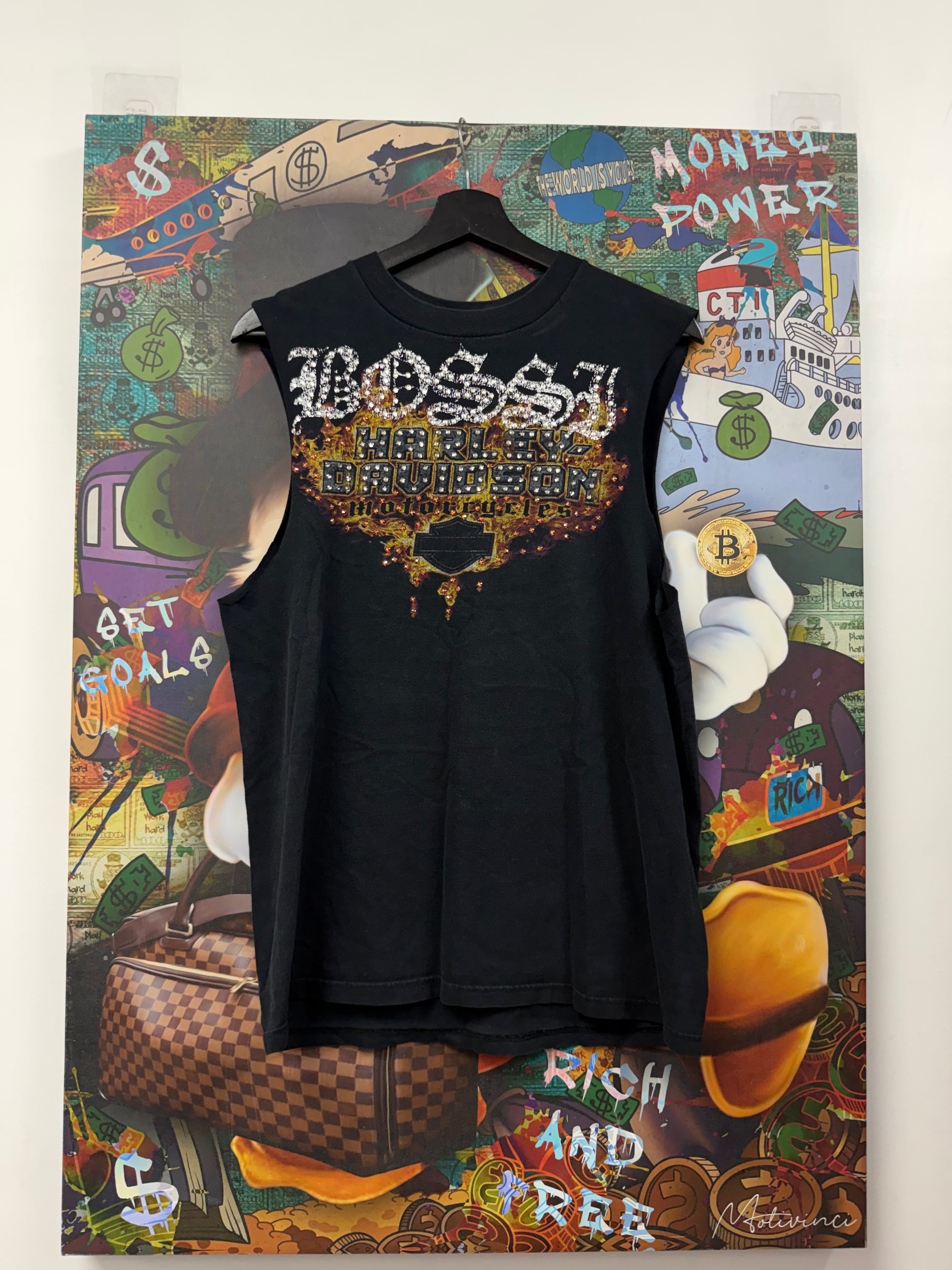 Bossi Black Harley Rhinestone 1/1 Sleeveless Tee