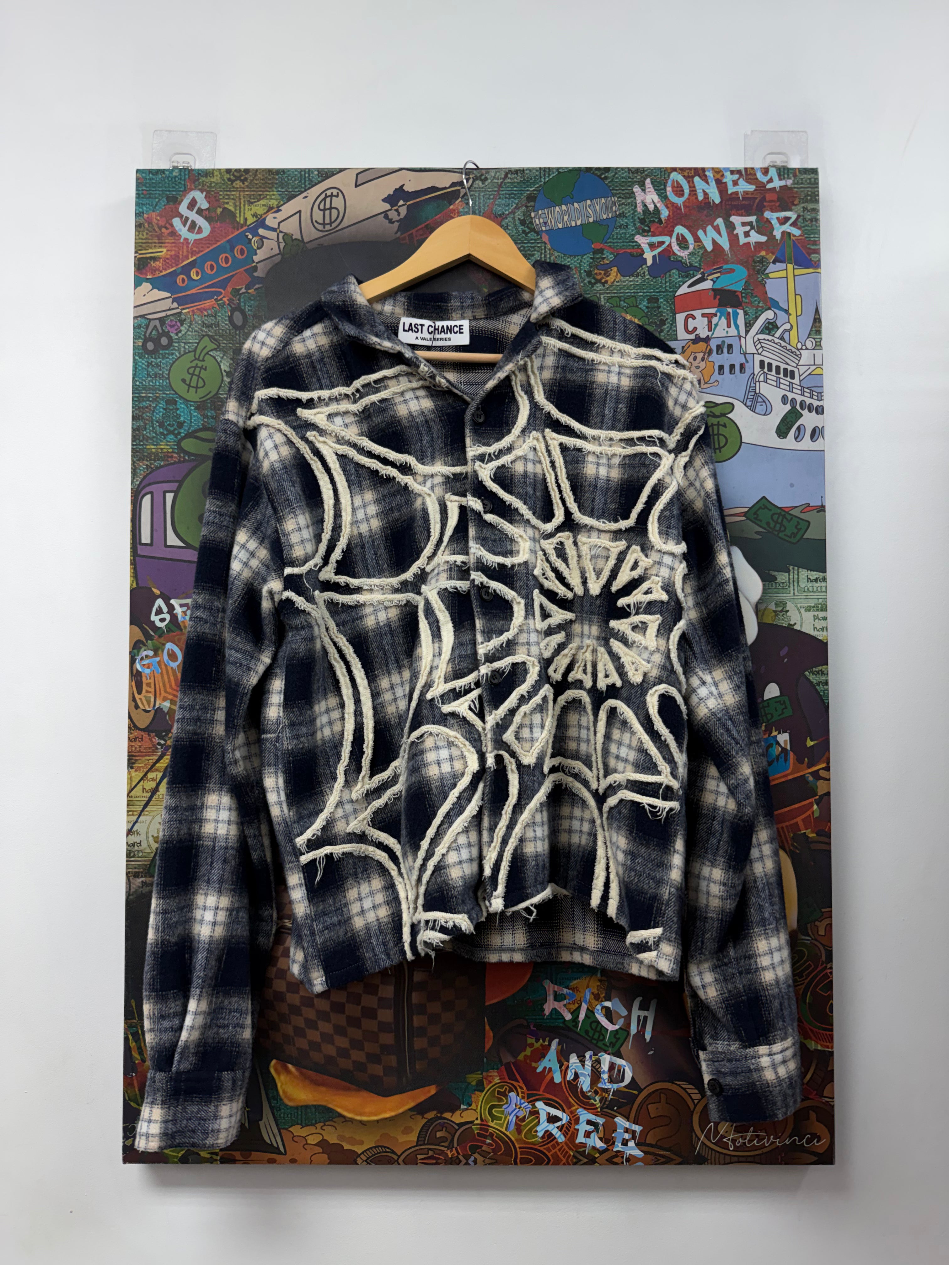 Vale Navy White Web Flannel