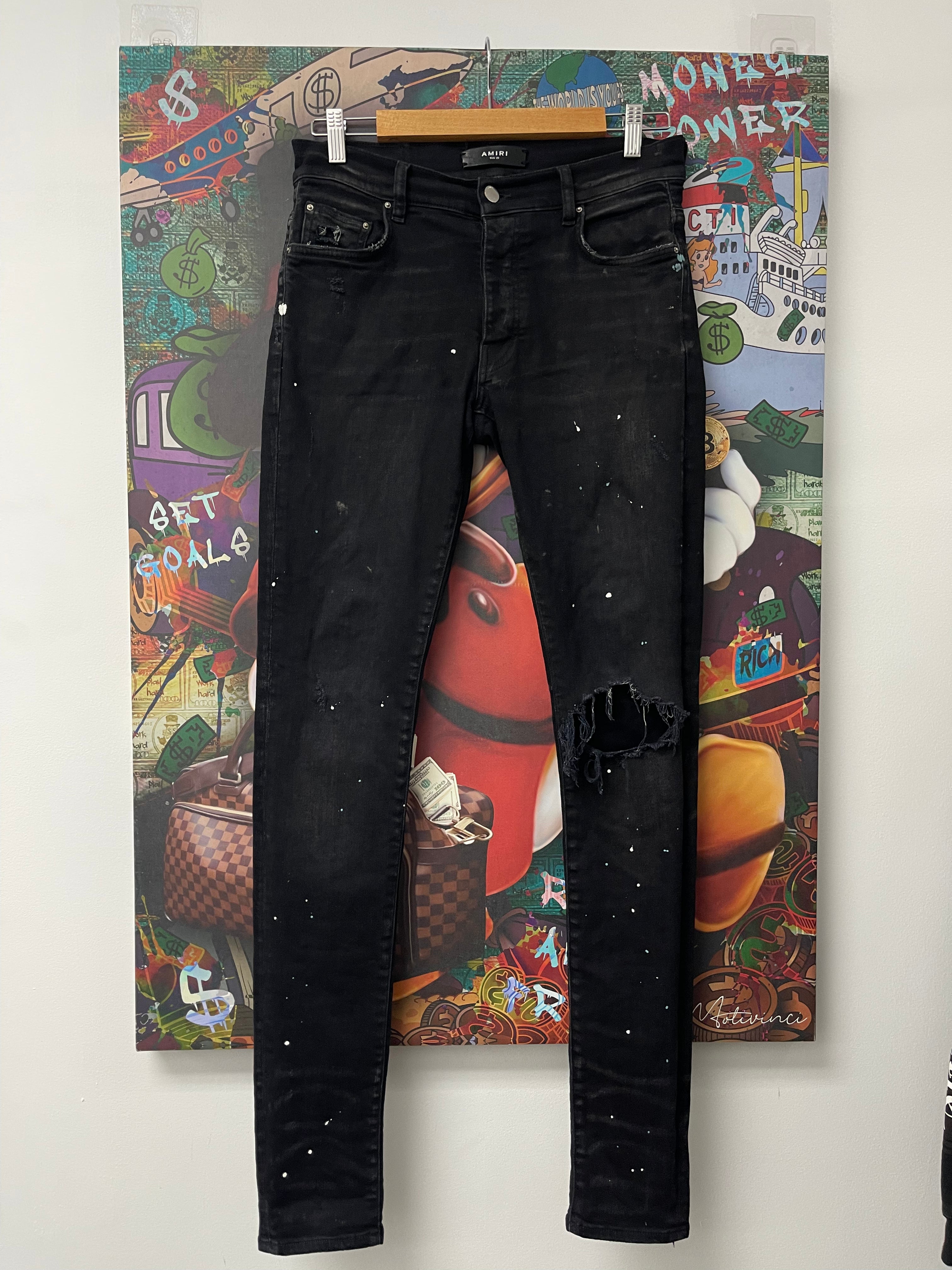 Amiri Jeans Light Wash Flower Patch 29