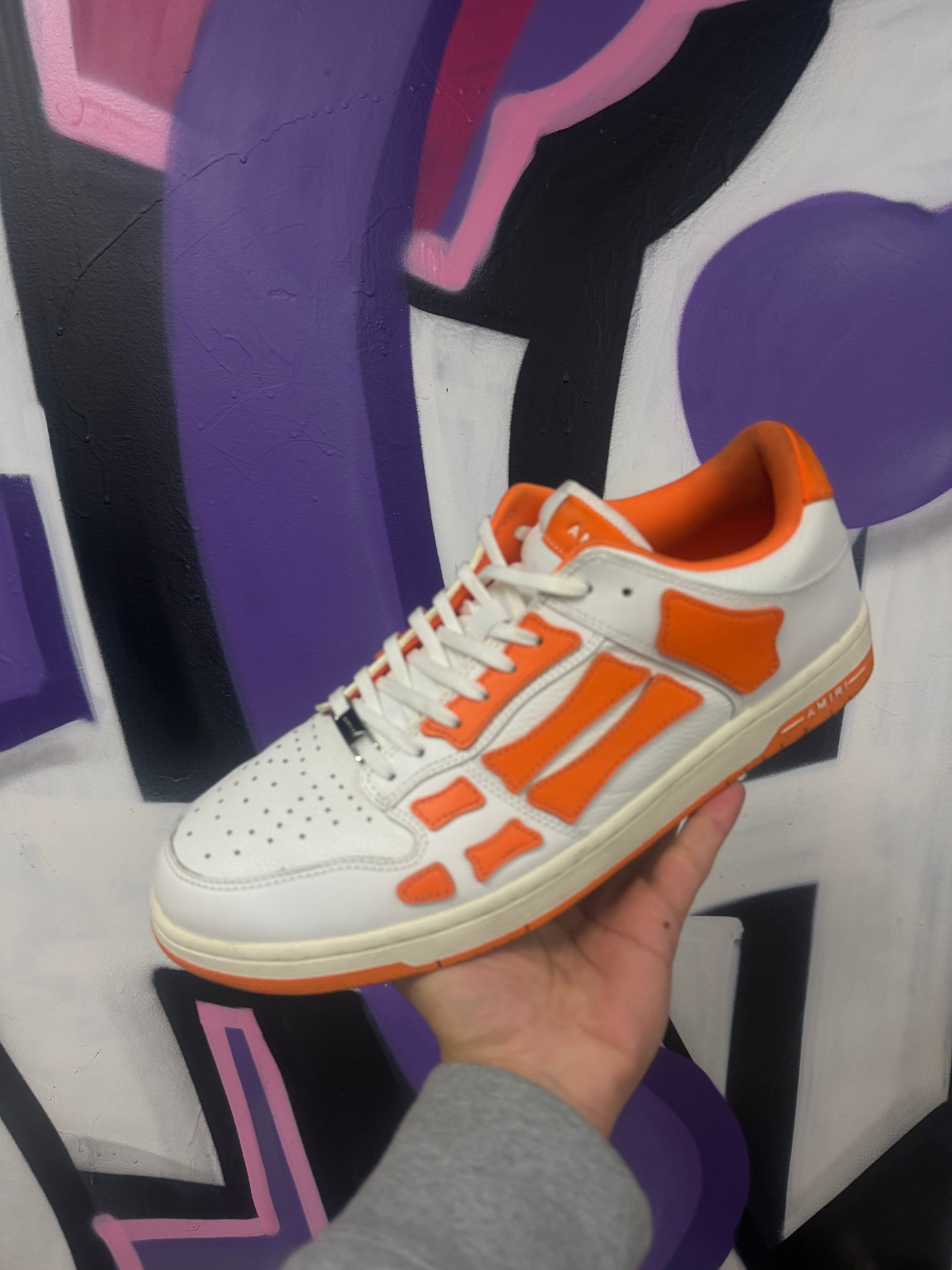 Amiri White Orange Skel Top Low Sneakers