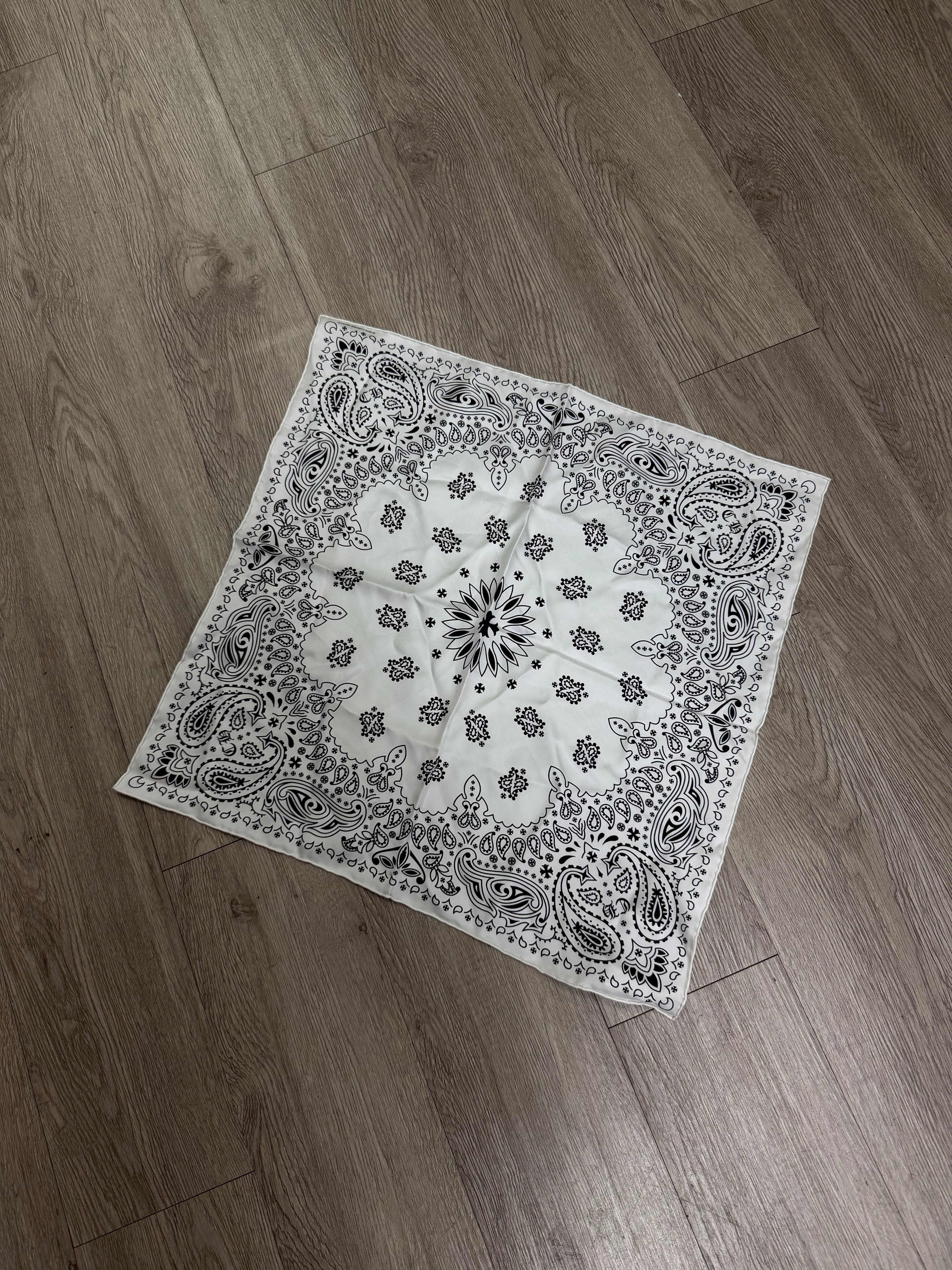 Chrome Hearts Silk Bandana White New OS With Tags