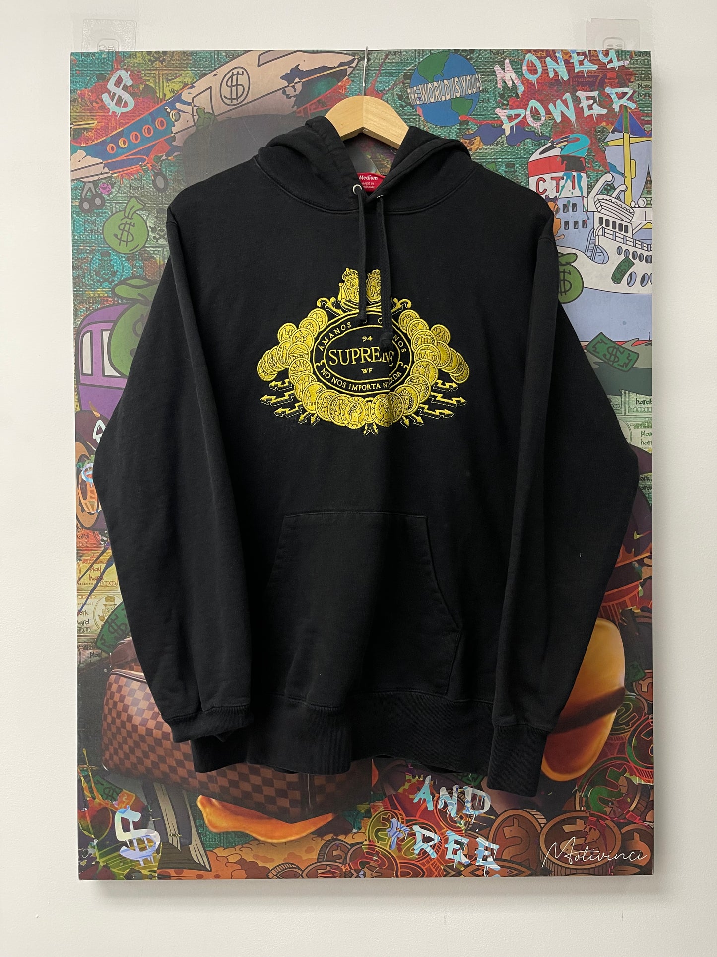 Supreme Black Gold Hoodie Used