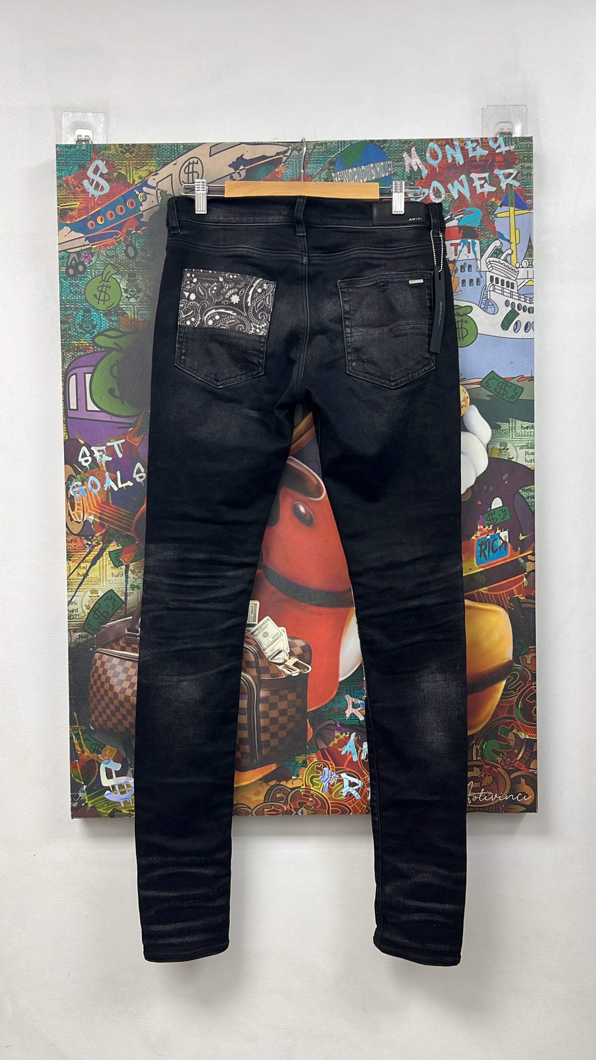 Amiri Black Bandana Patchwork Jeans