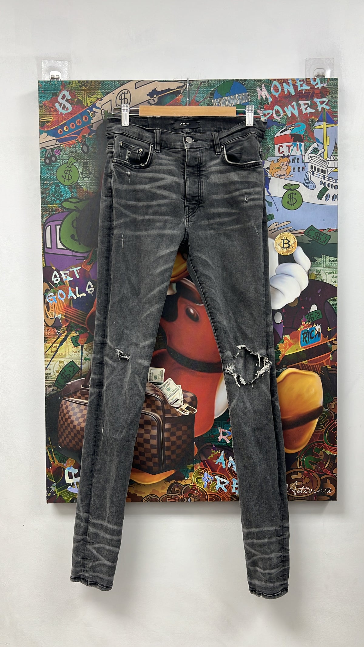 Amiri Grey Knee Rip Jeans