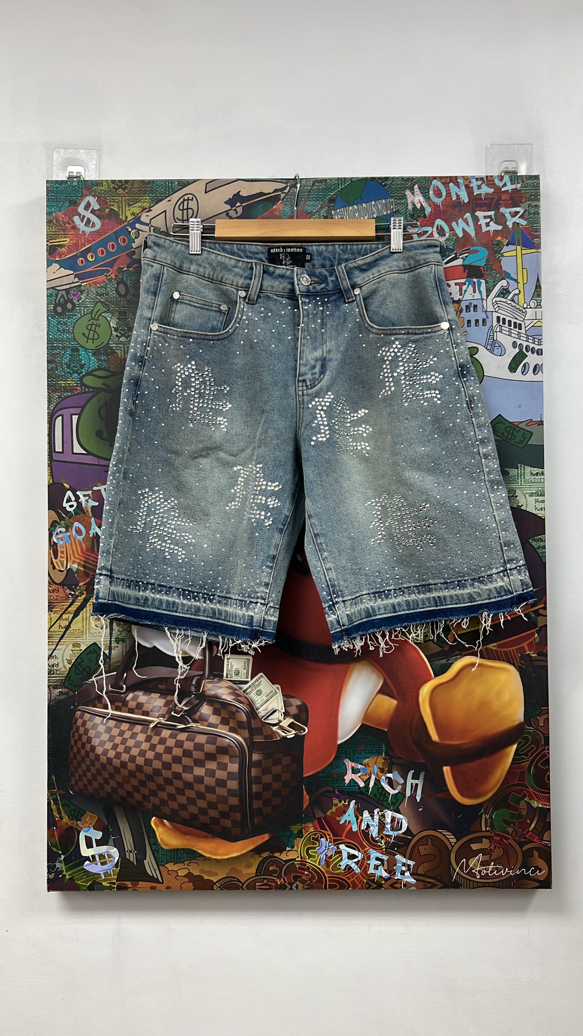 Mixed Emotion Light Wash Rhinestone Shorts
