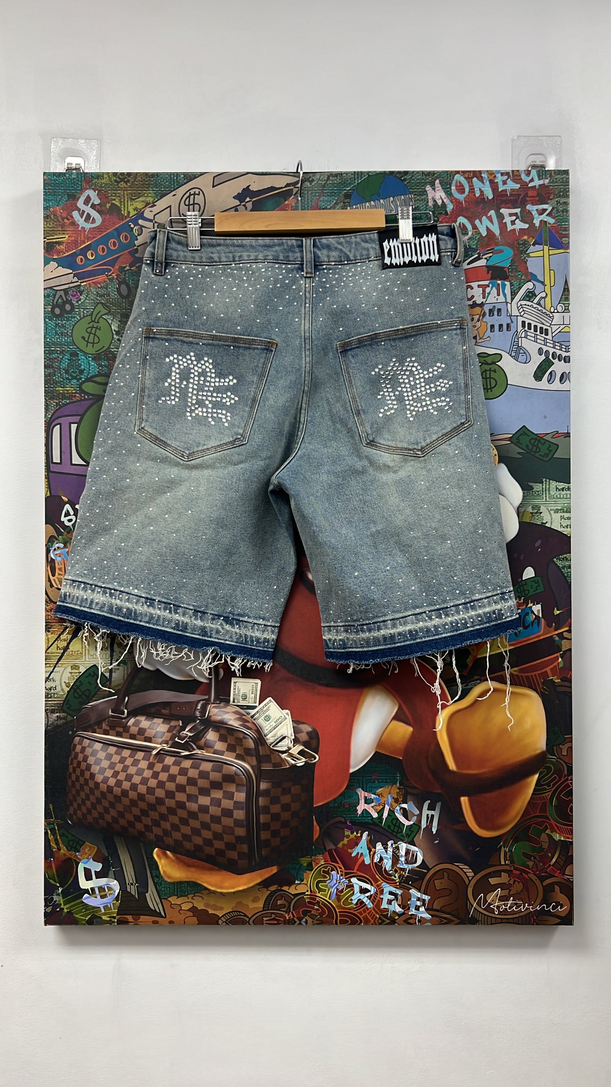 Mixed Emotion Light Wash Rhinestone Shorts