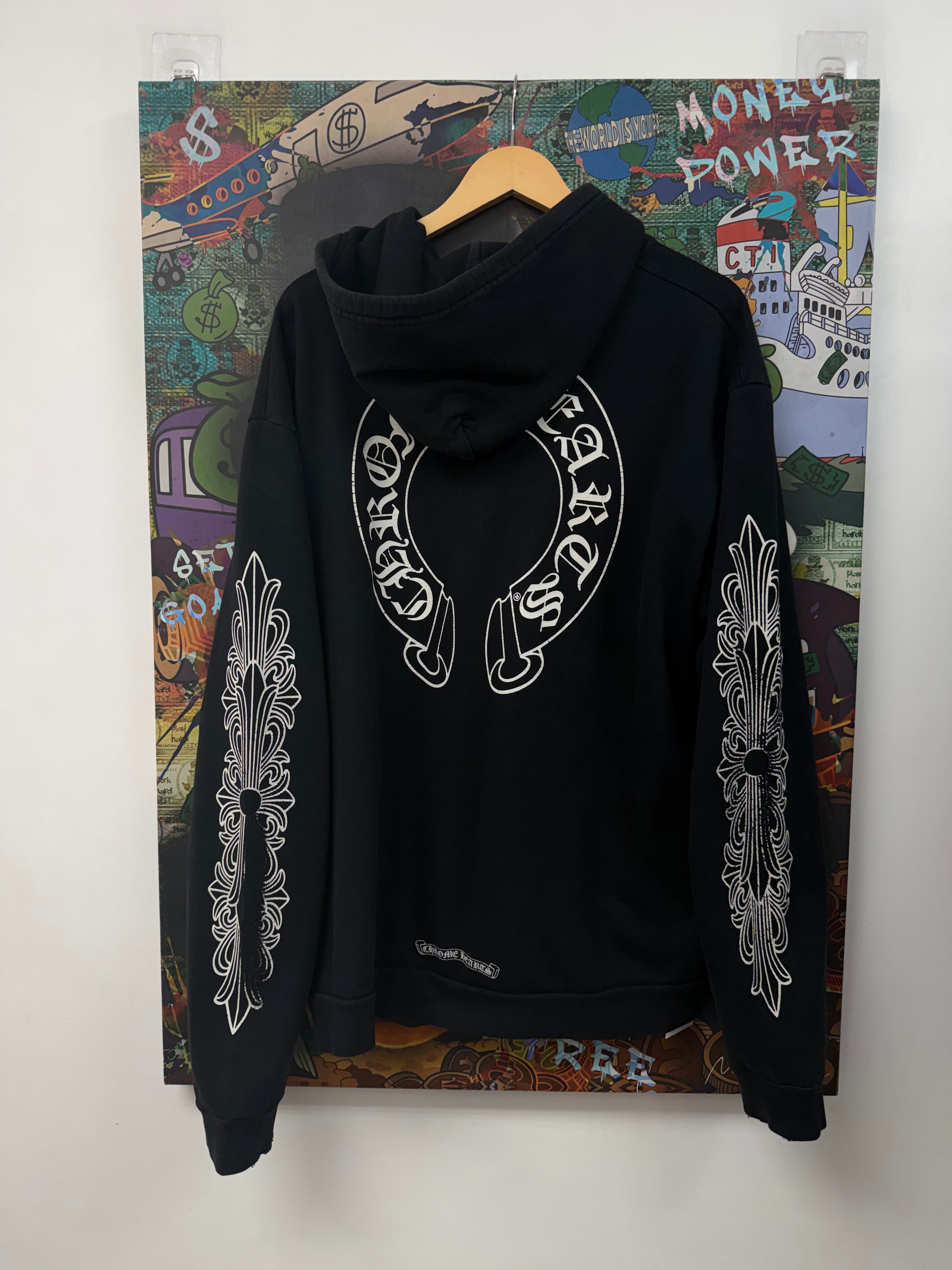 Chrome Hearts Black Floral Horseshoe Zip Up