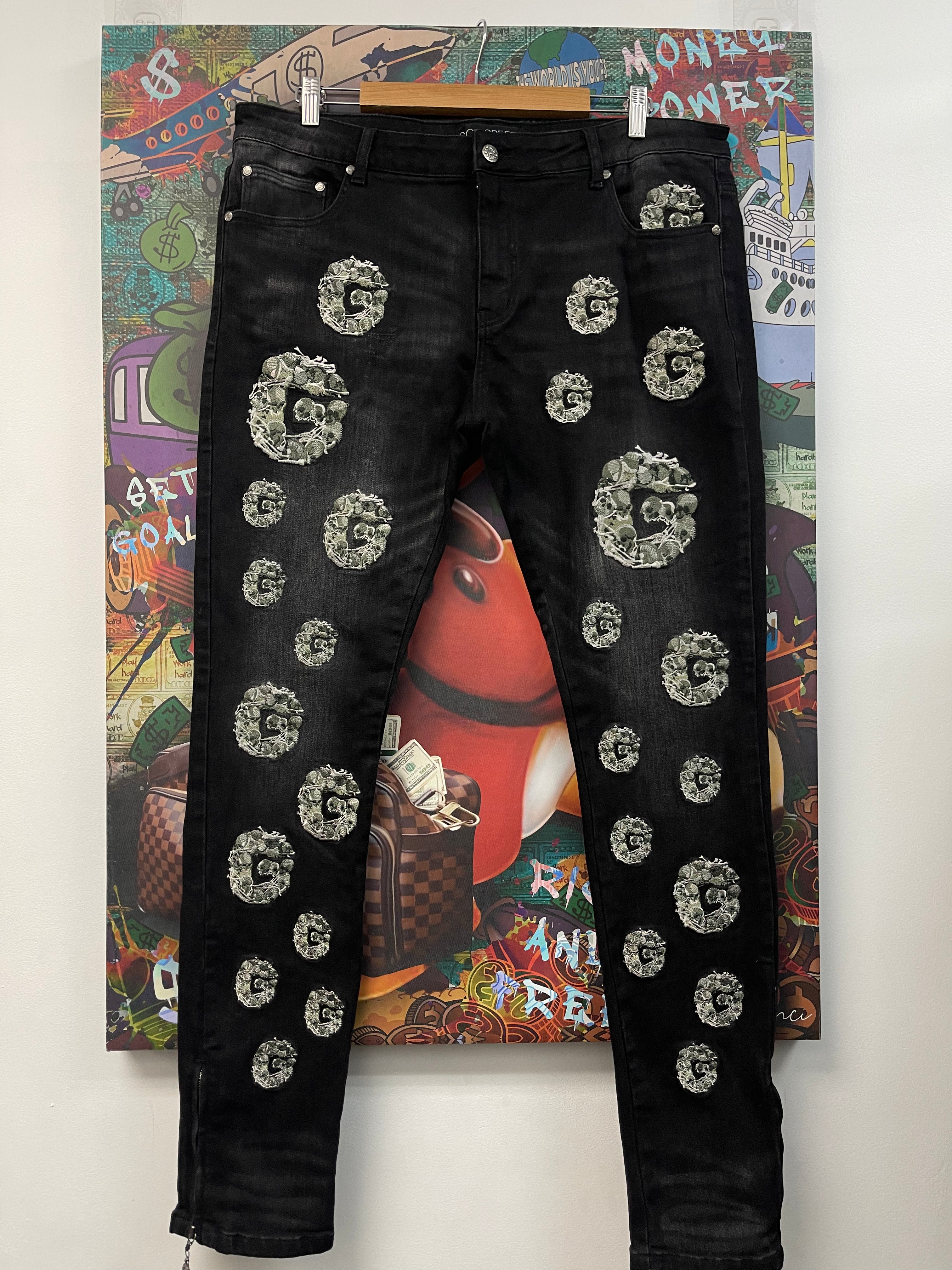 Godspeed Black Wash Floral G-Patch Jeans