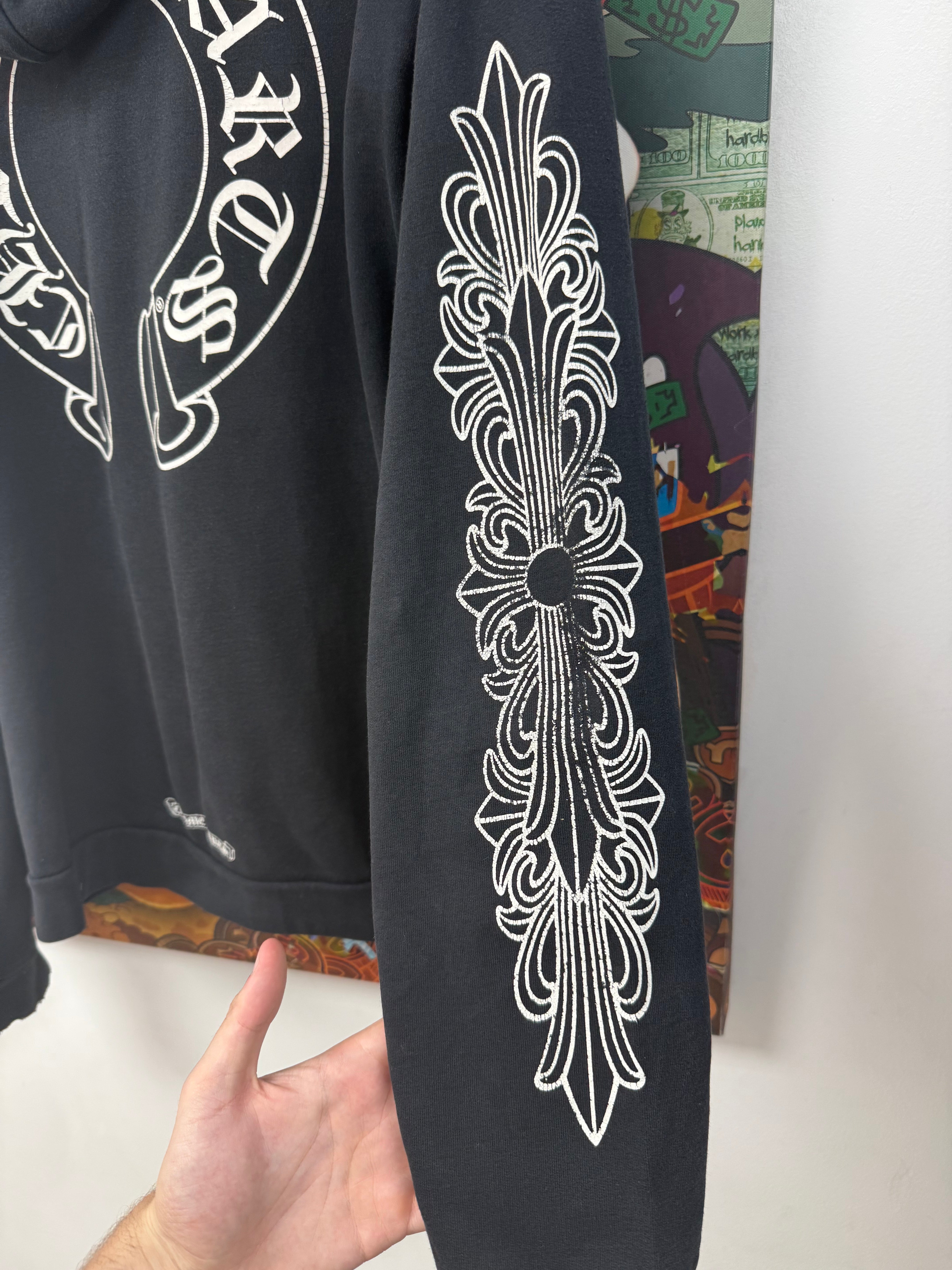 Chrome Hearts Black Floral Horseshoe Zip Up