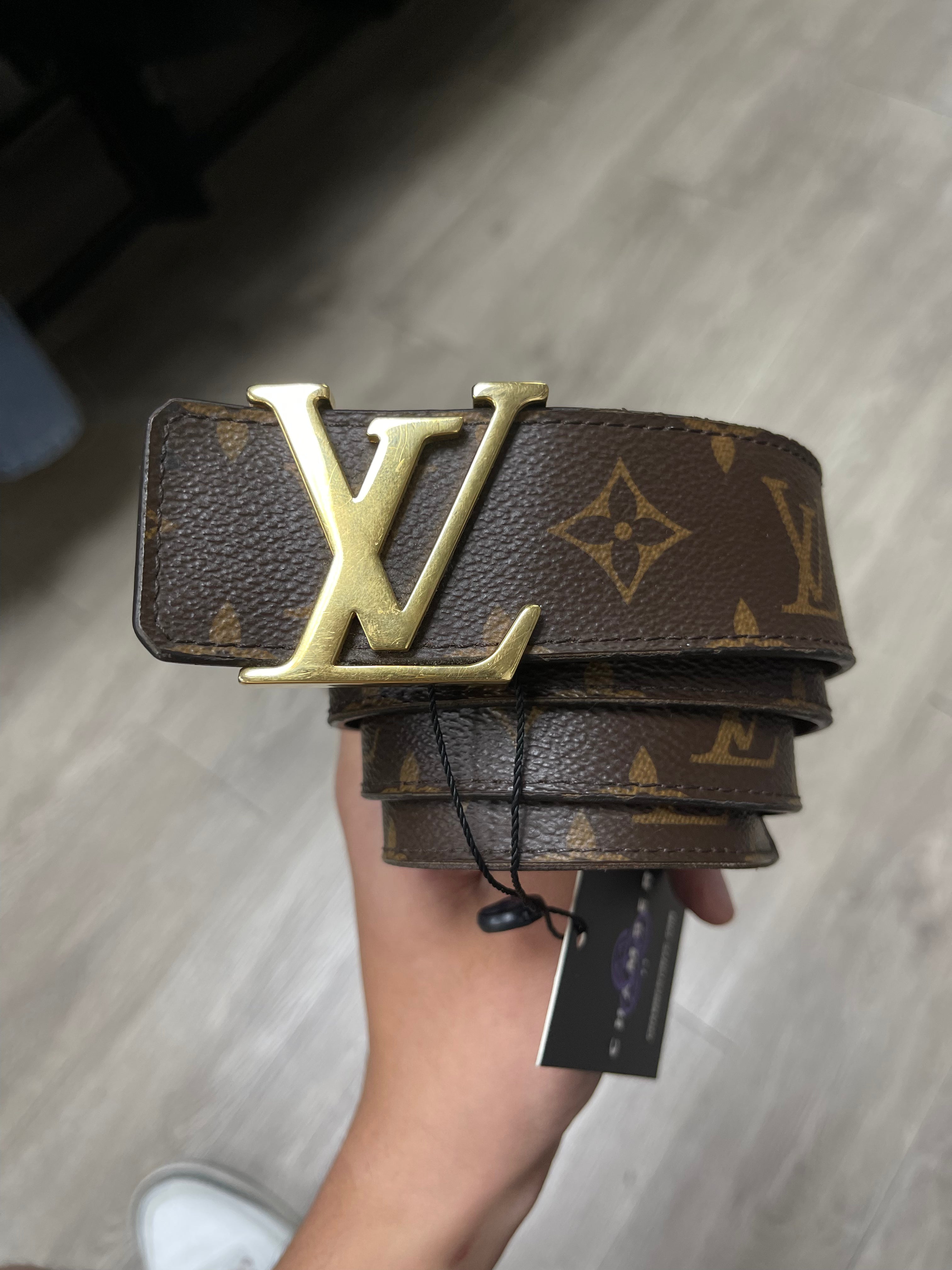 Louis Vuitton Brown Monogram Gold Buckle Belt