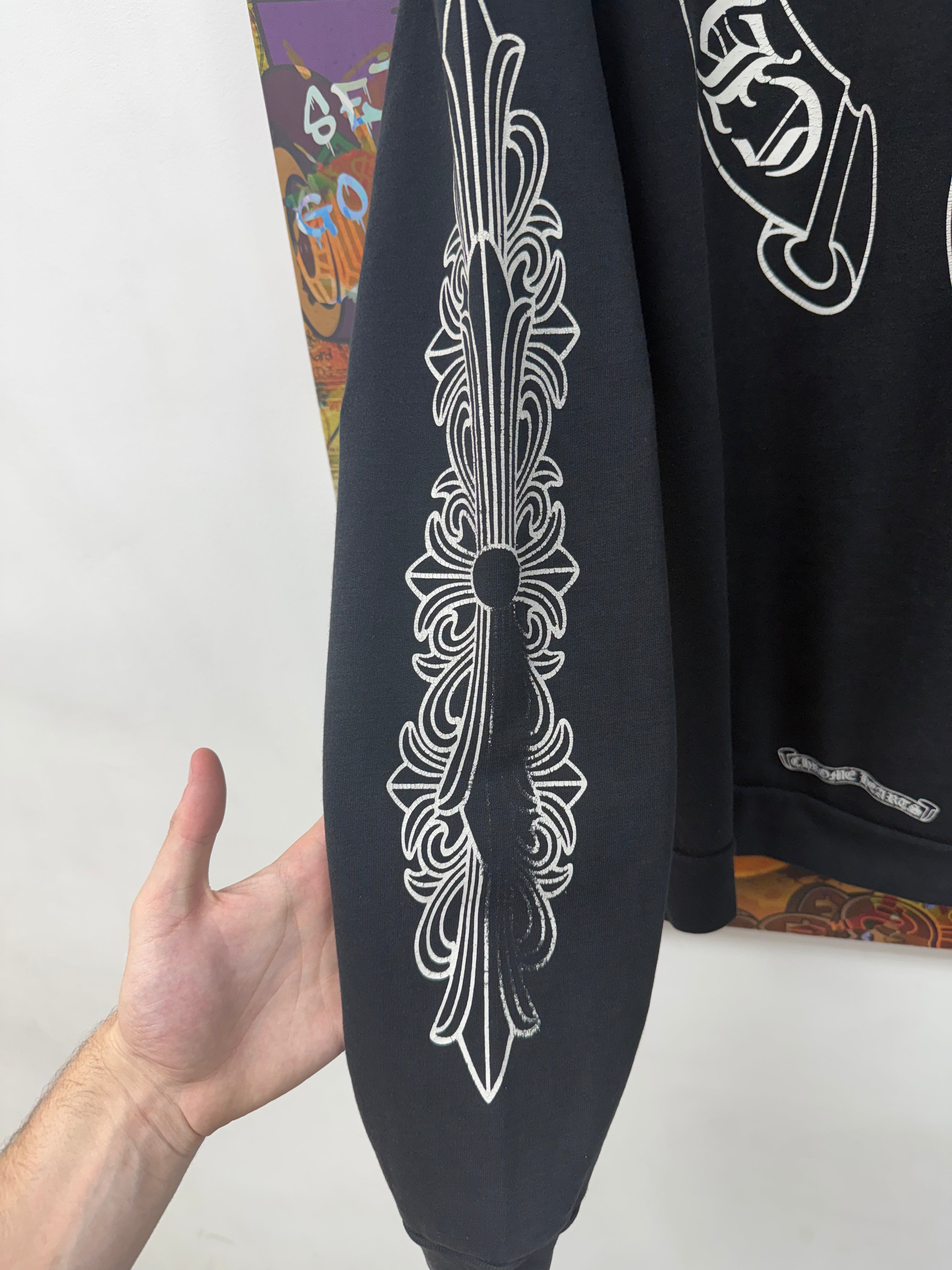 Chrome Hearts Black Floral Horseshoe Zip Up