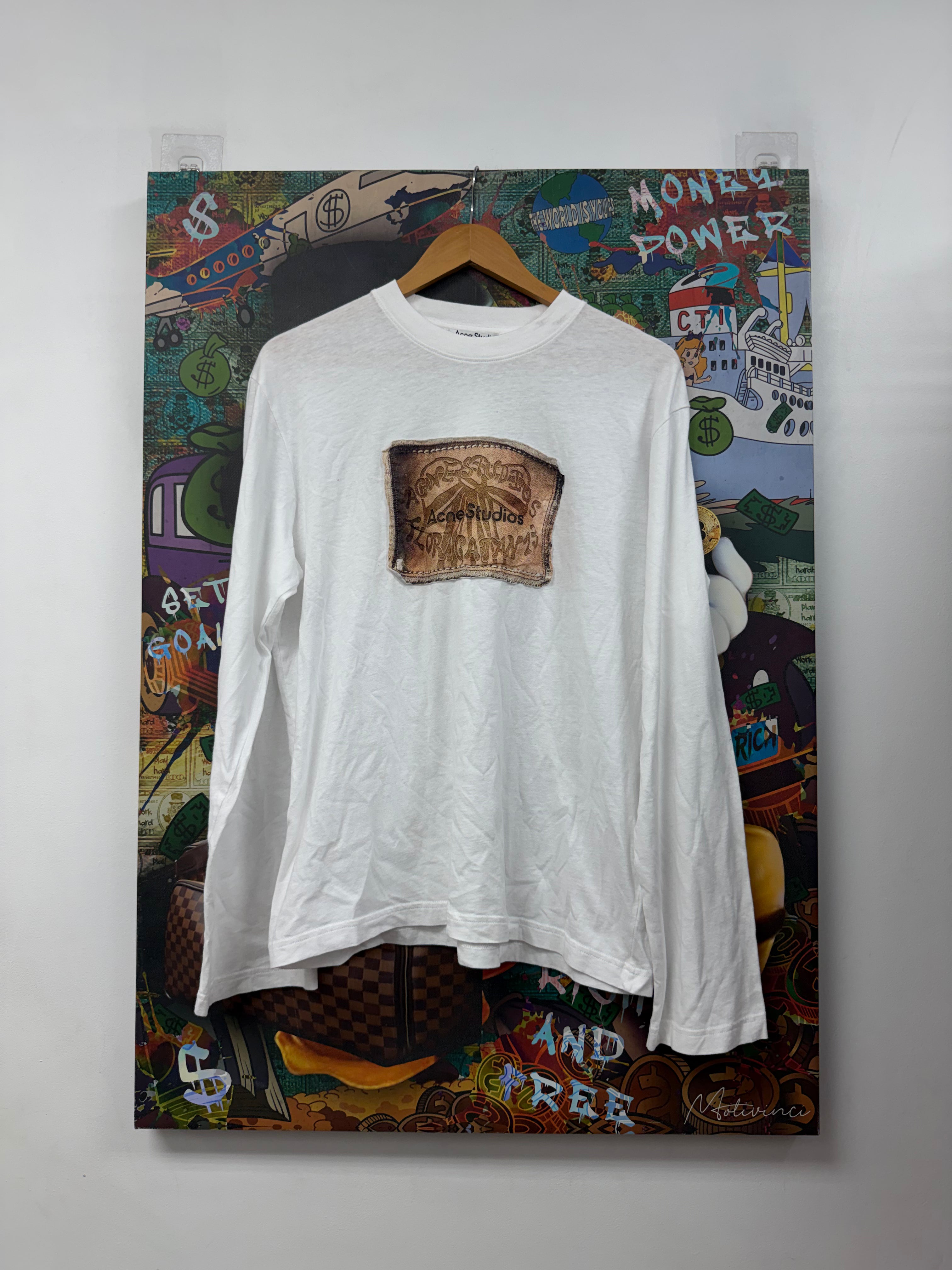 Acne Studios White Brown Logo Long Sleeve