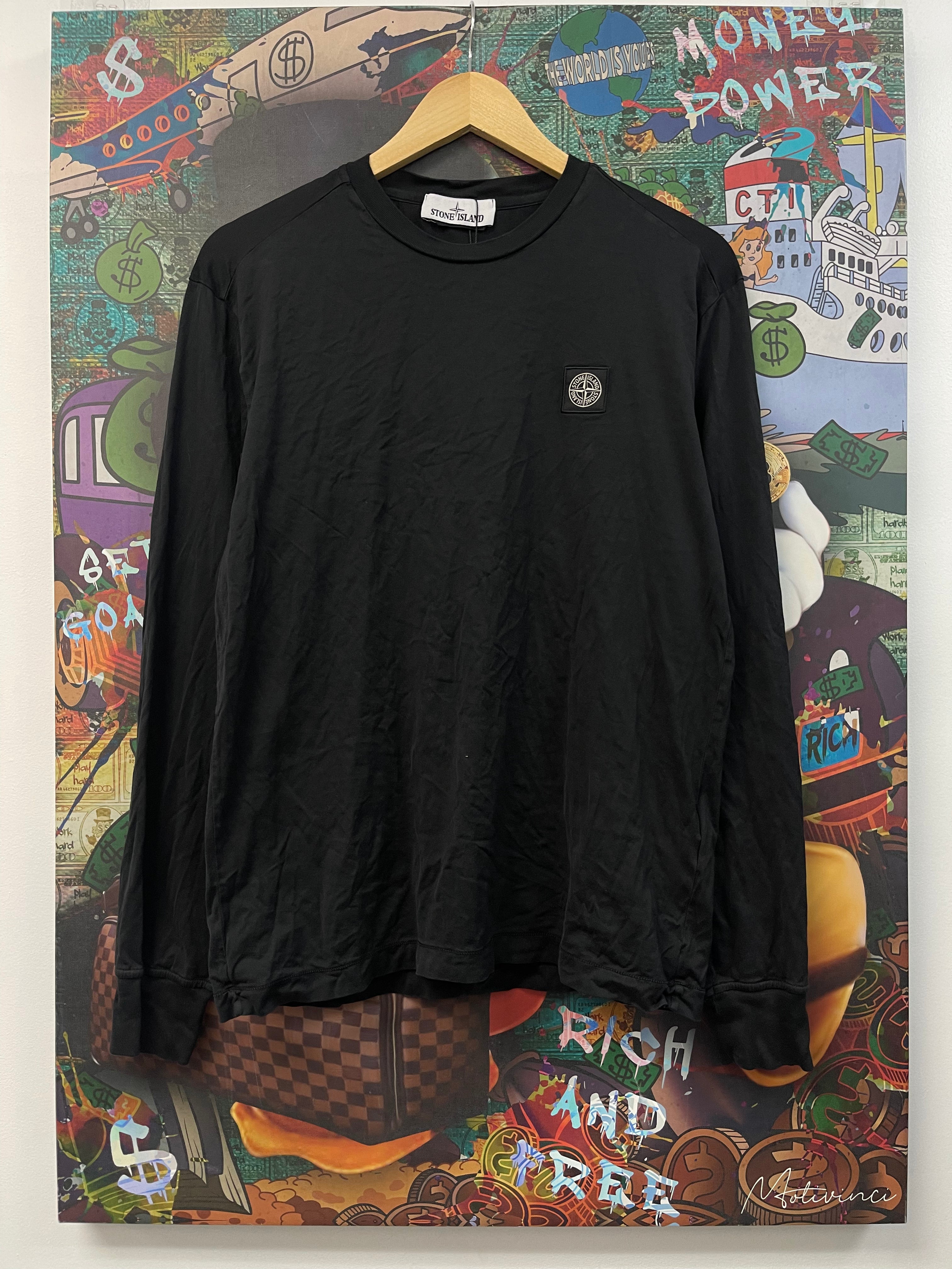 Stone Island Black Logo Long Sleeve Tee