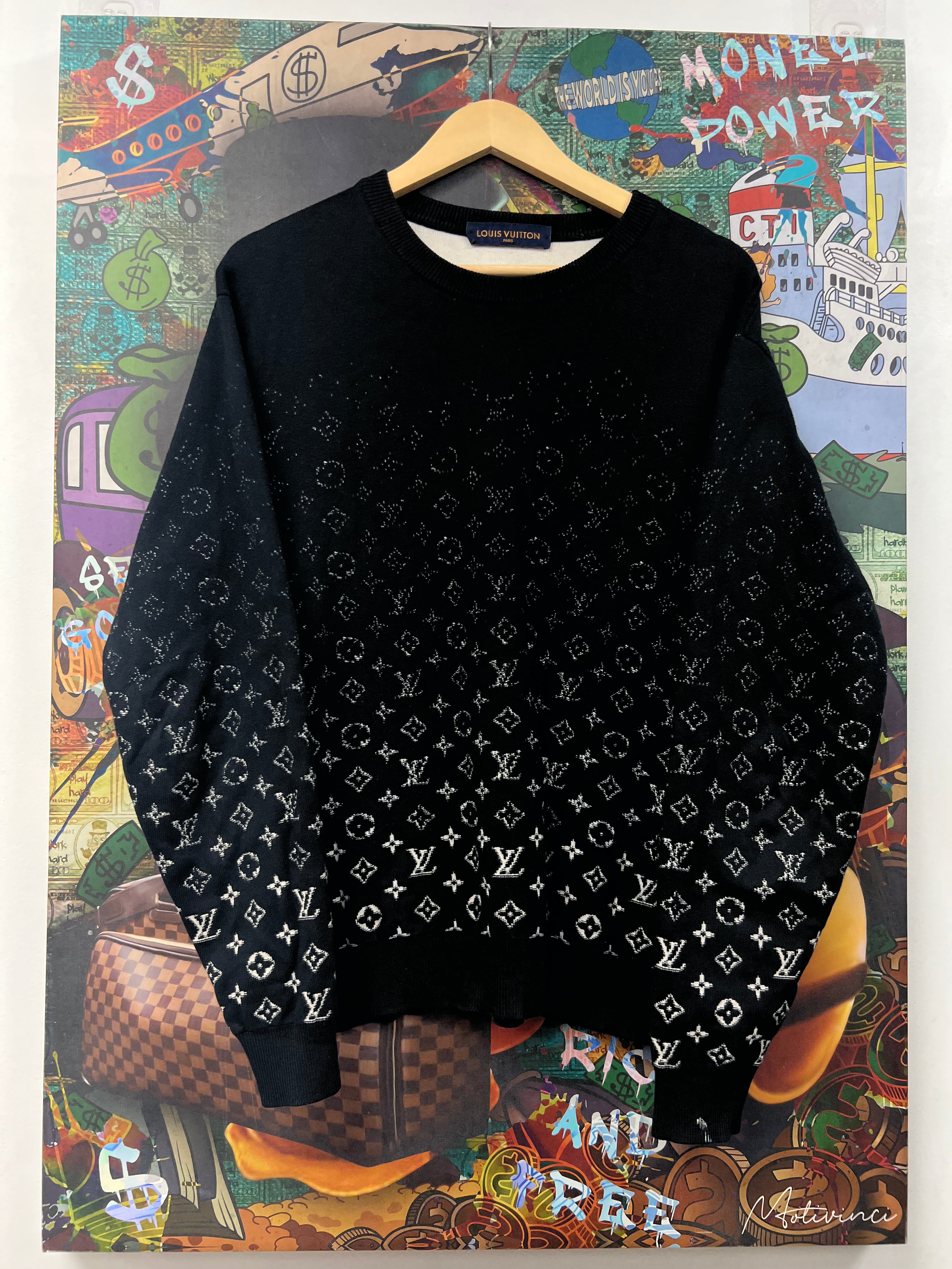 Louis Vuitton Black White Gradient Monogram Crewneck