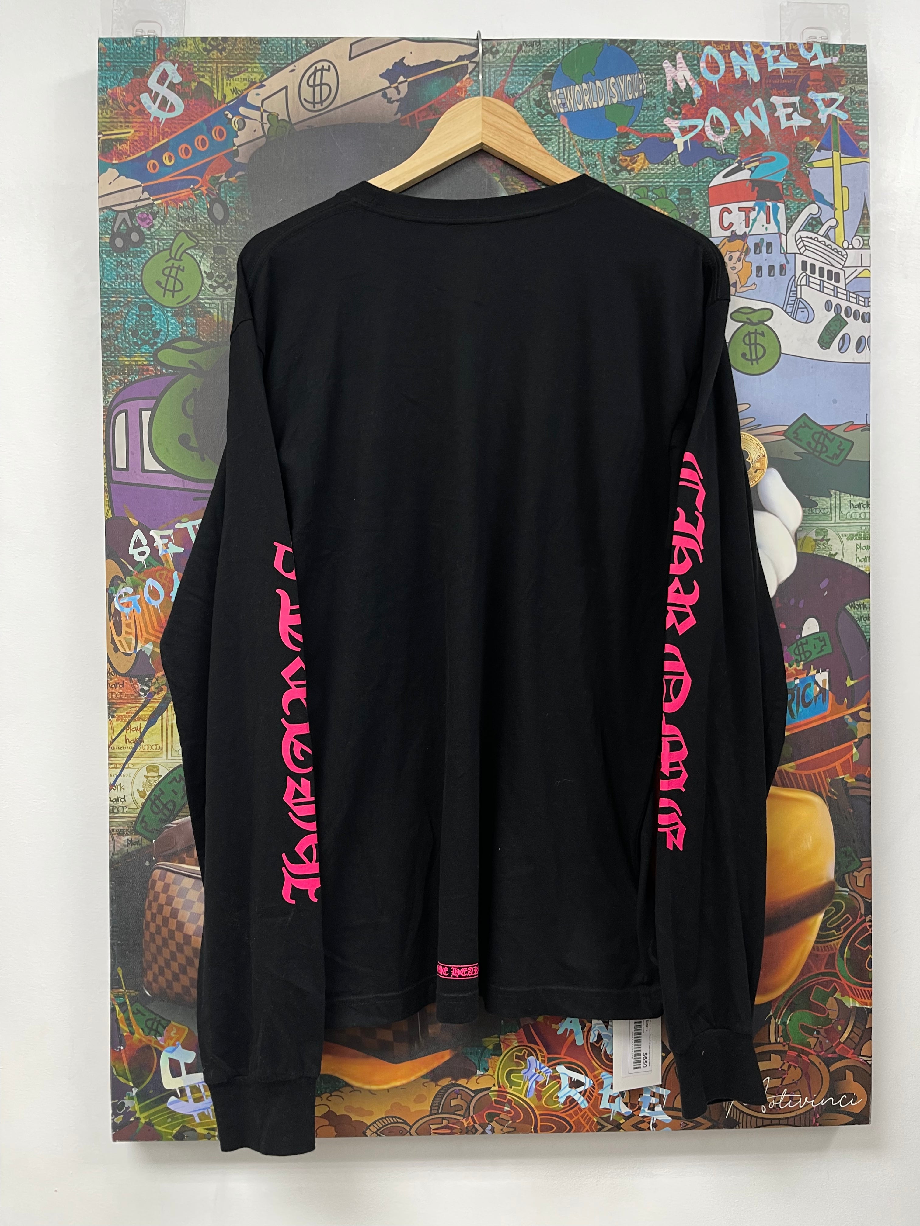 Chrome Hearts Black Pink Neck Logo Long Sleeve