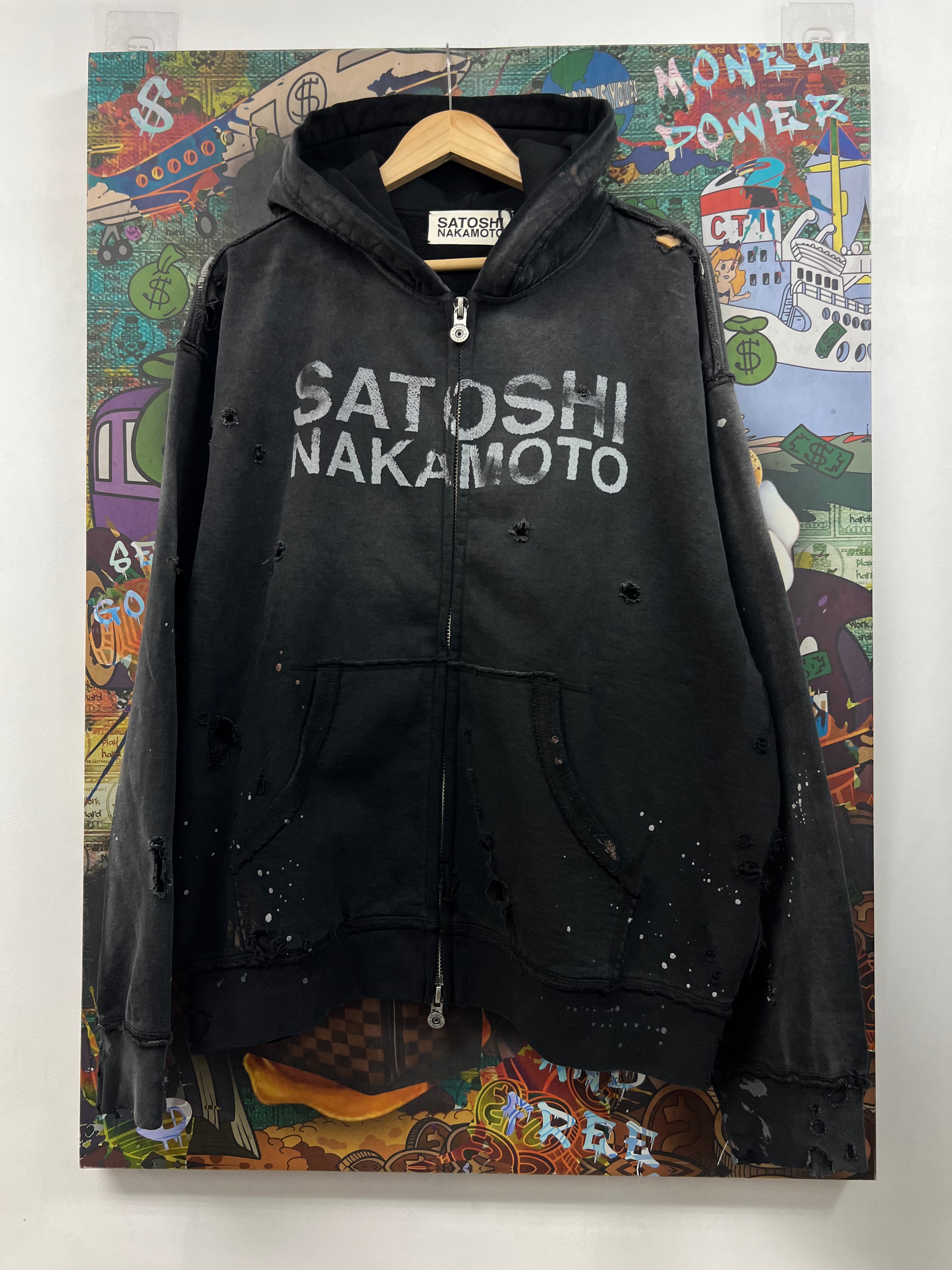 Satoshi Nakamoto Reverend Sun Faded Black Zip Hoodie