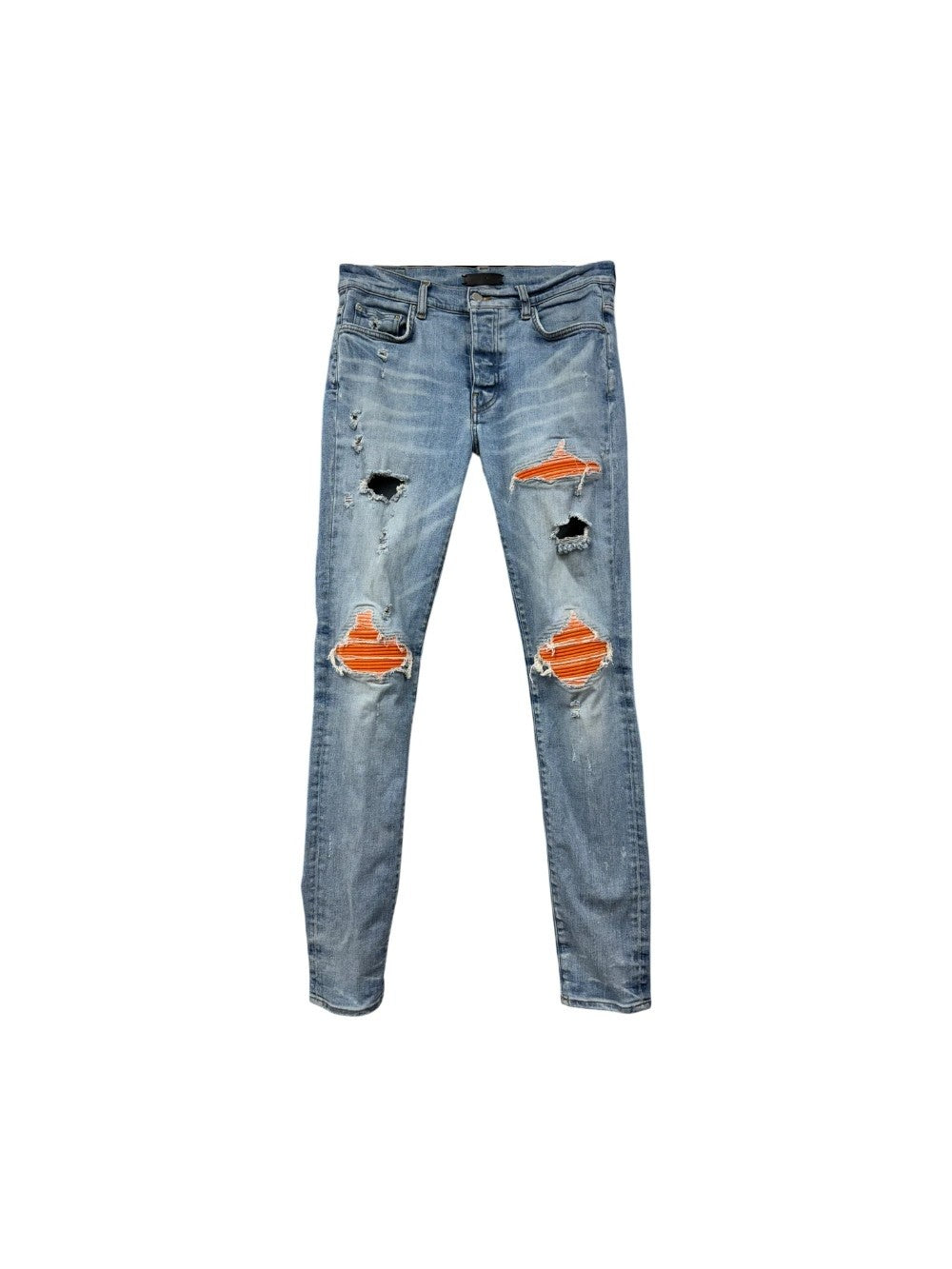 Amiri "MX1" Suede Patch Light Wash & Orange Jeans