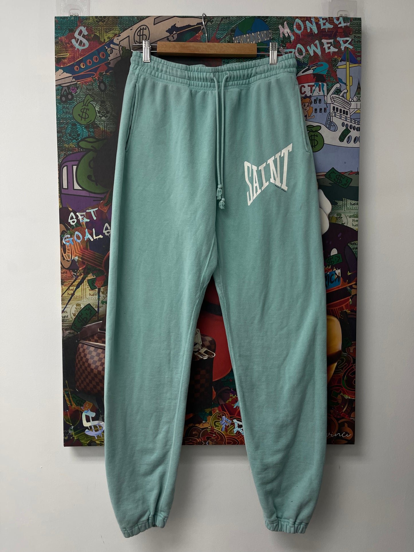 Saint Michael Turquoise Blue Logo Sweats Used